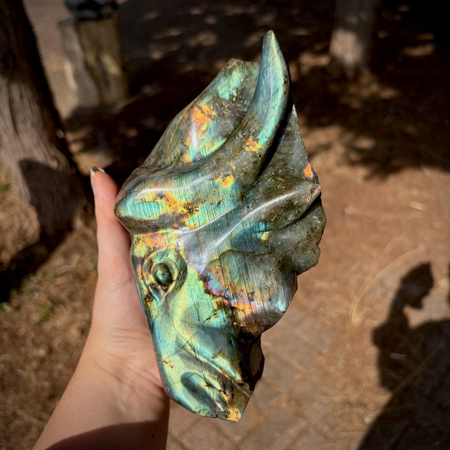 Labradorite bull decorative object for interiors