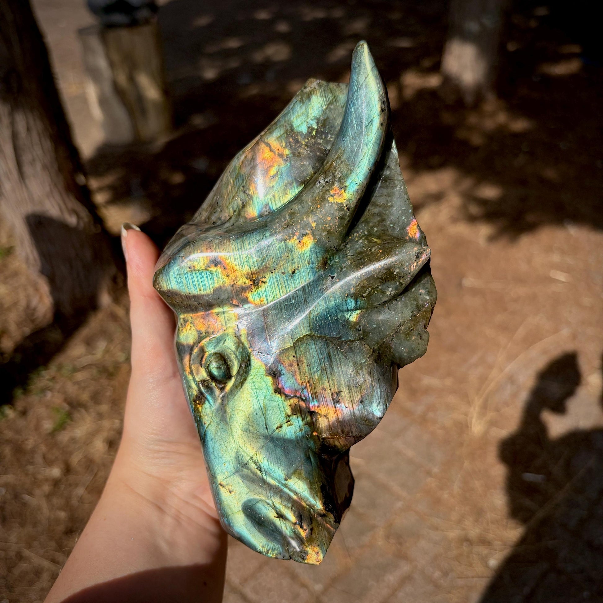 Labradorite bull decorative object for interiors