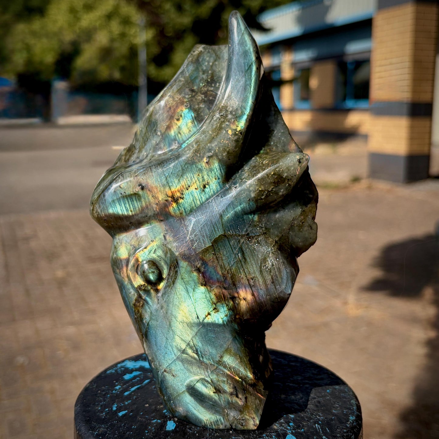 19cm Labradorite bull sculpture from Madagascar