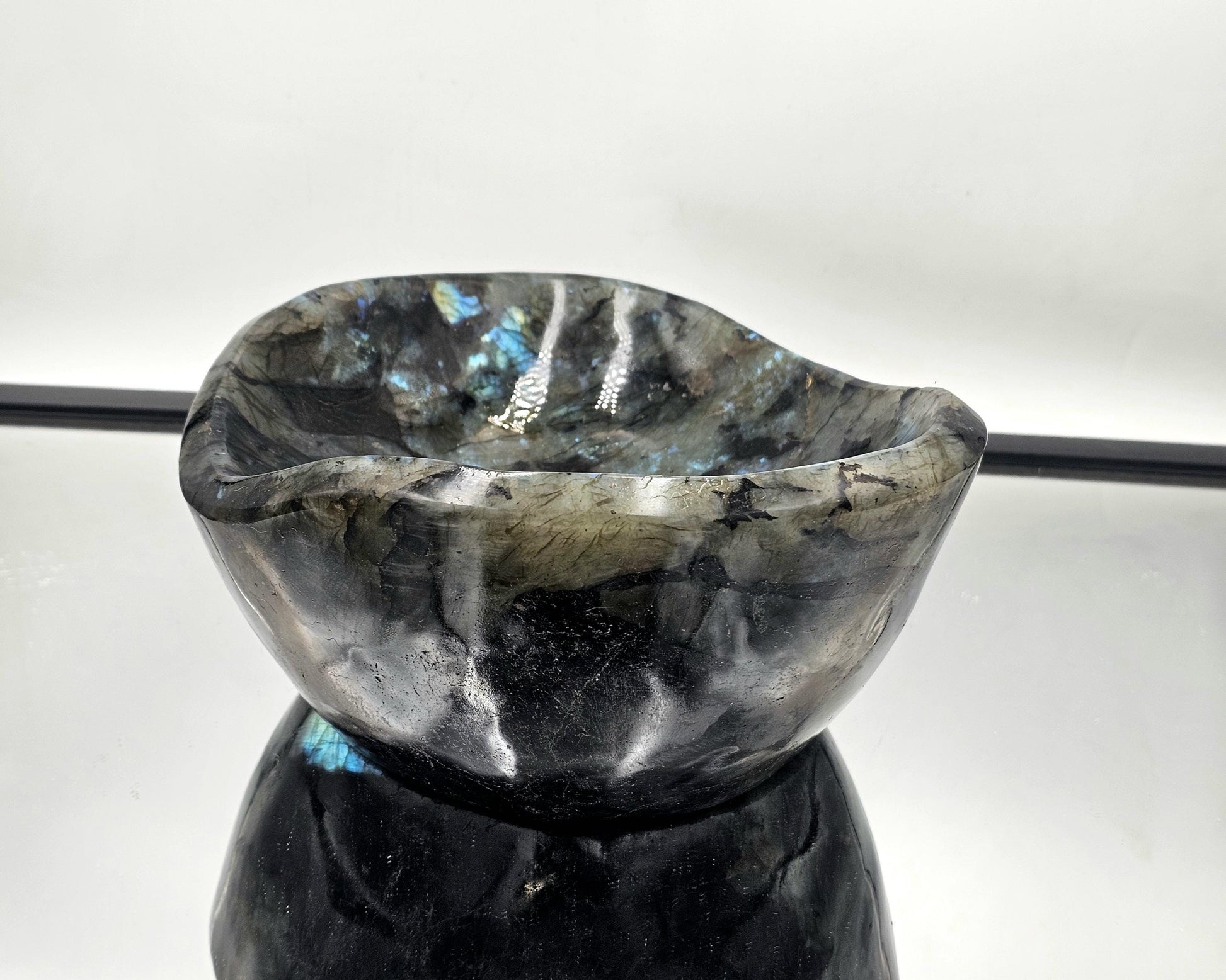 Large Labradorite decorative bowl for stylish interiors