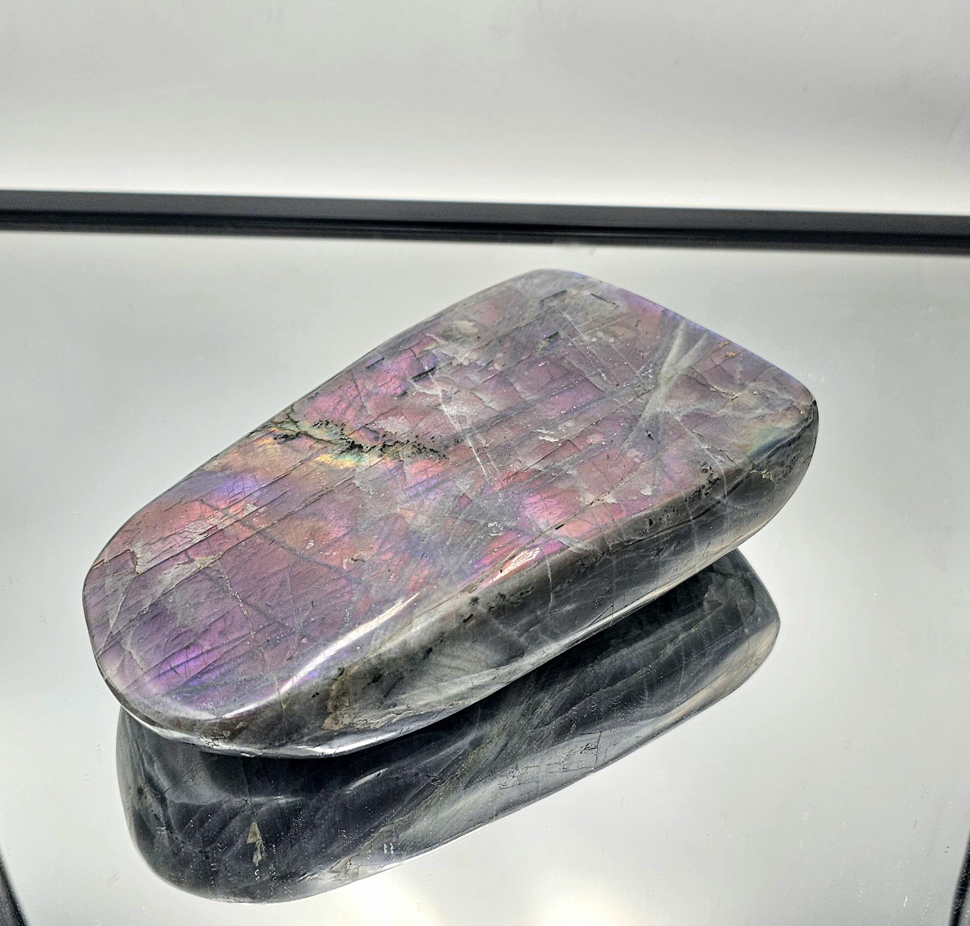 Labradorite crystal as an elegant home decor display piece.
