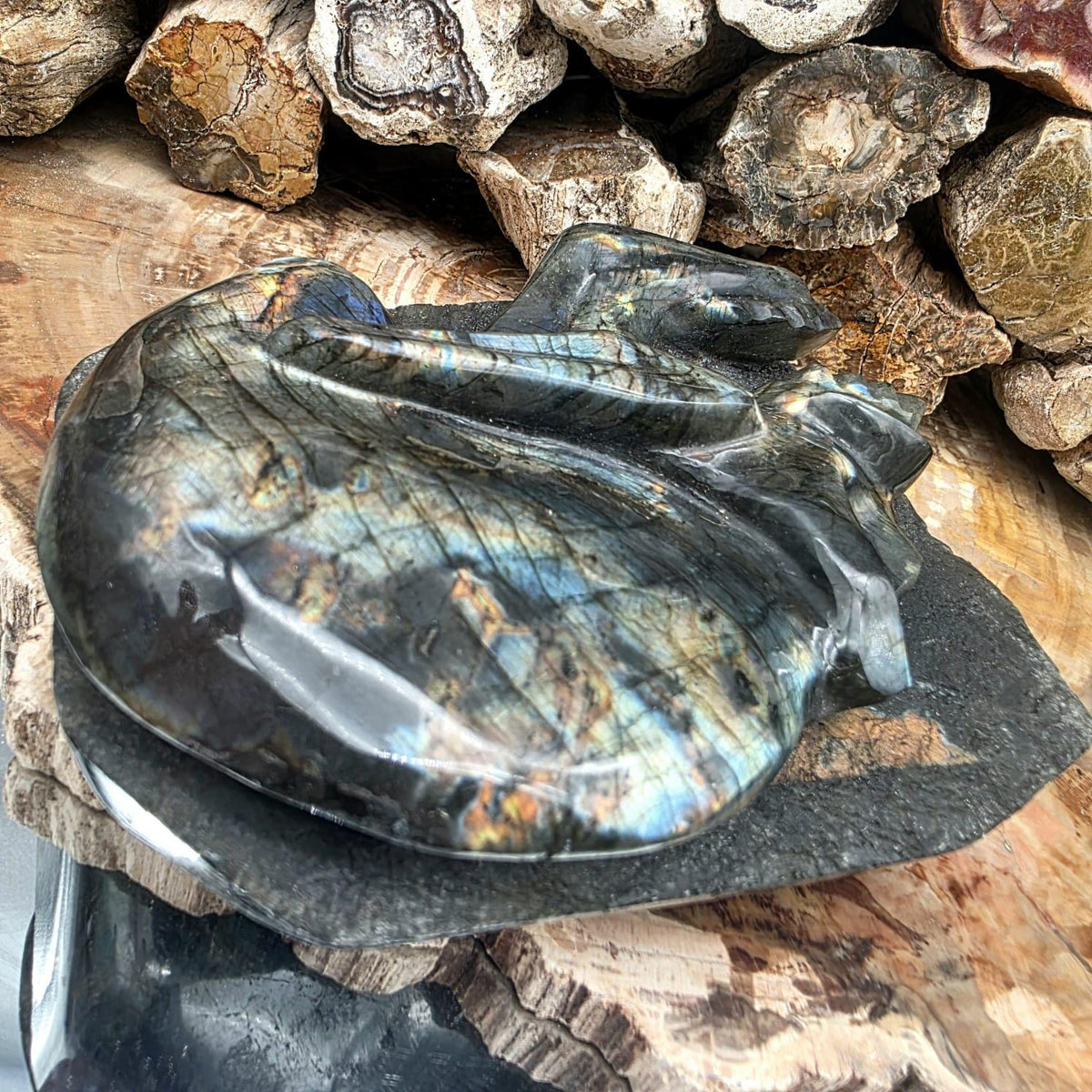 One of a kind Labradorite skull carving for crystal collectors