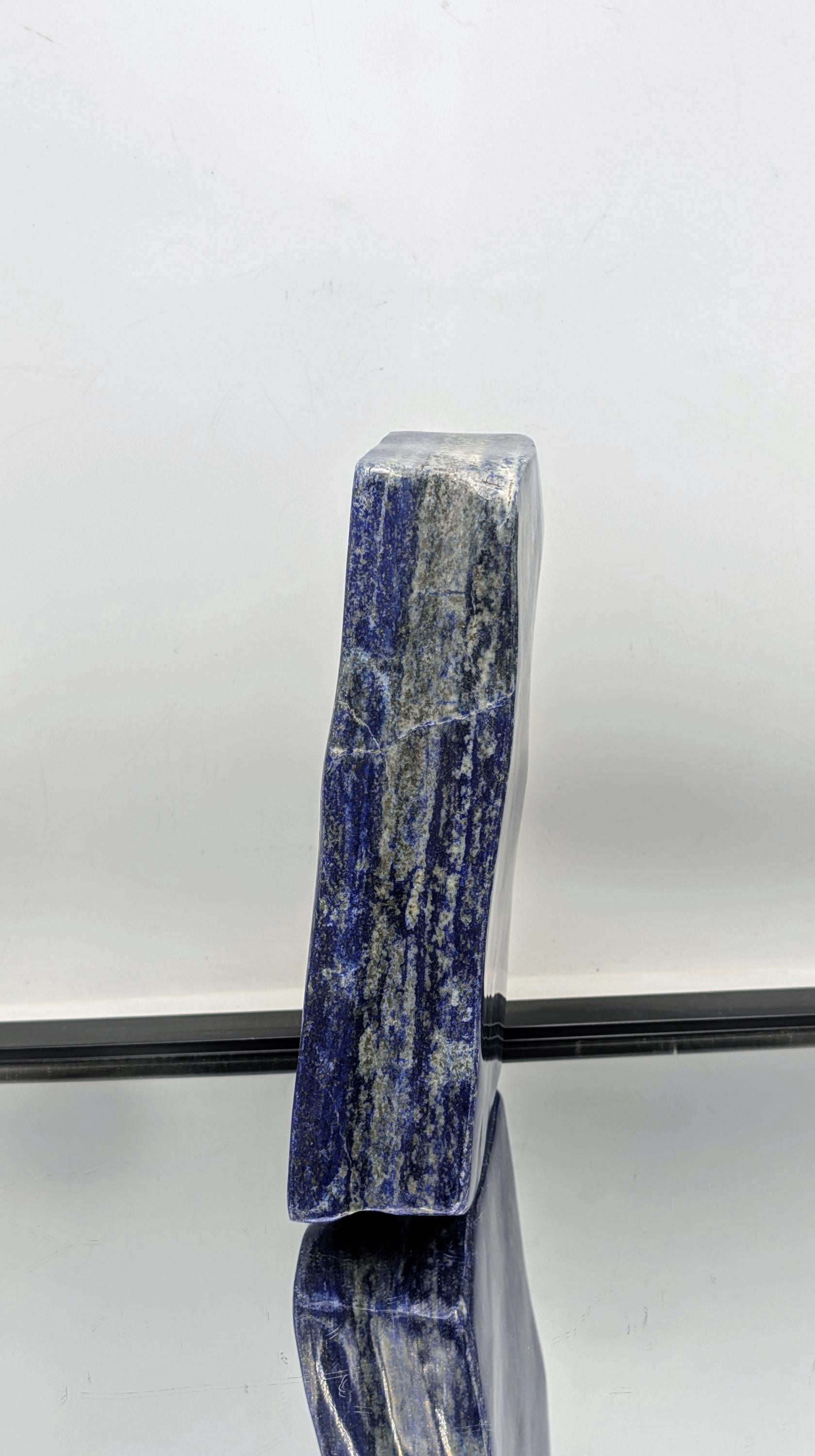 Deep blue natural Lapis Lazuli freeform display crystal.