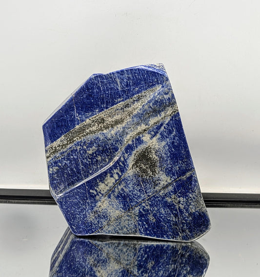 Natural blue Lapis Lazuli crystal with Pyrite inclusions.