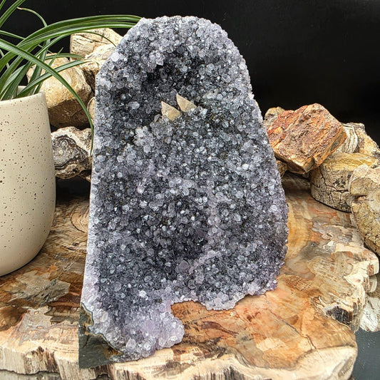 Large natural Black Amethyst crystal geode