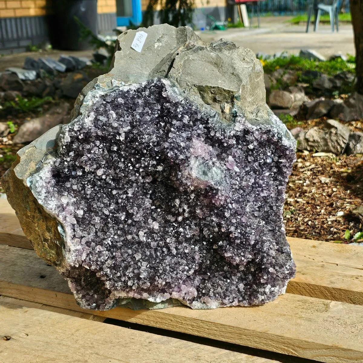 Large natural Black Amethyst statement crystal for distinctive interiors