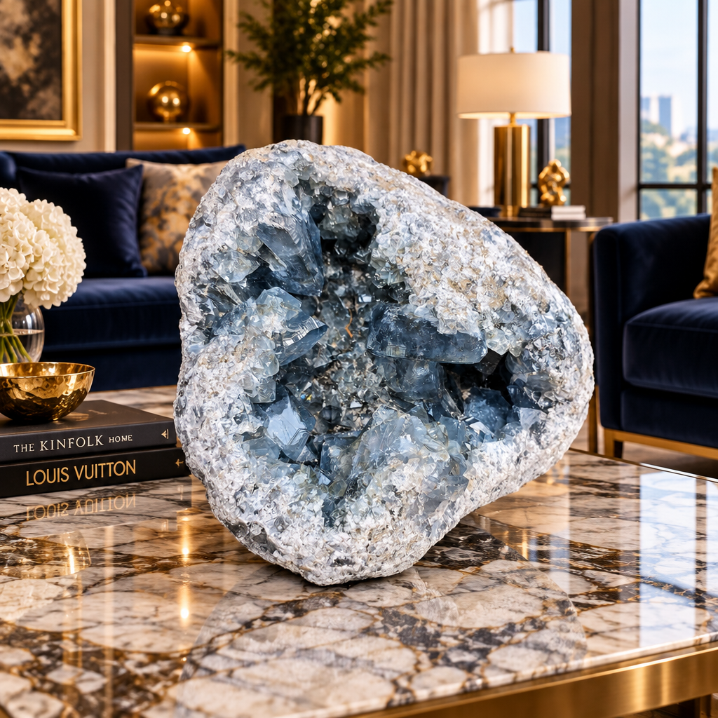 Large natural Celestite crystal formation