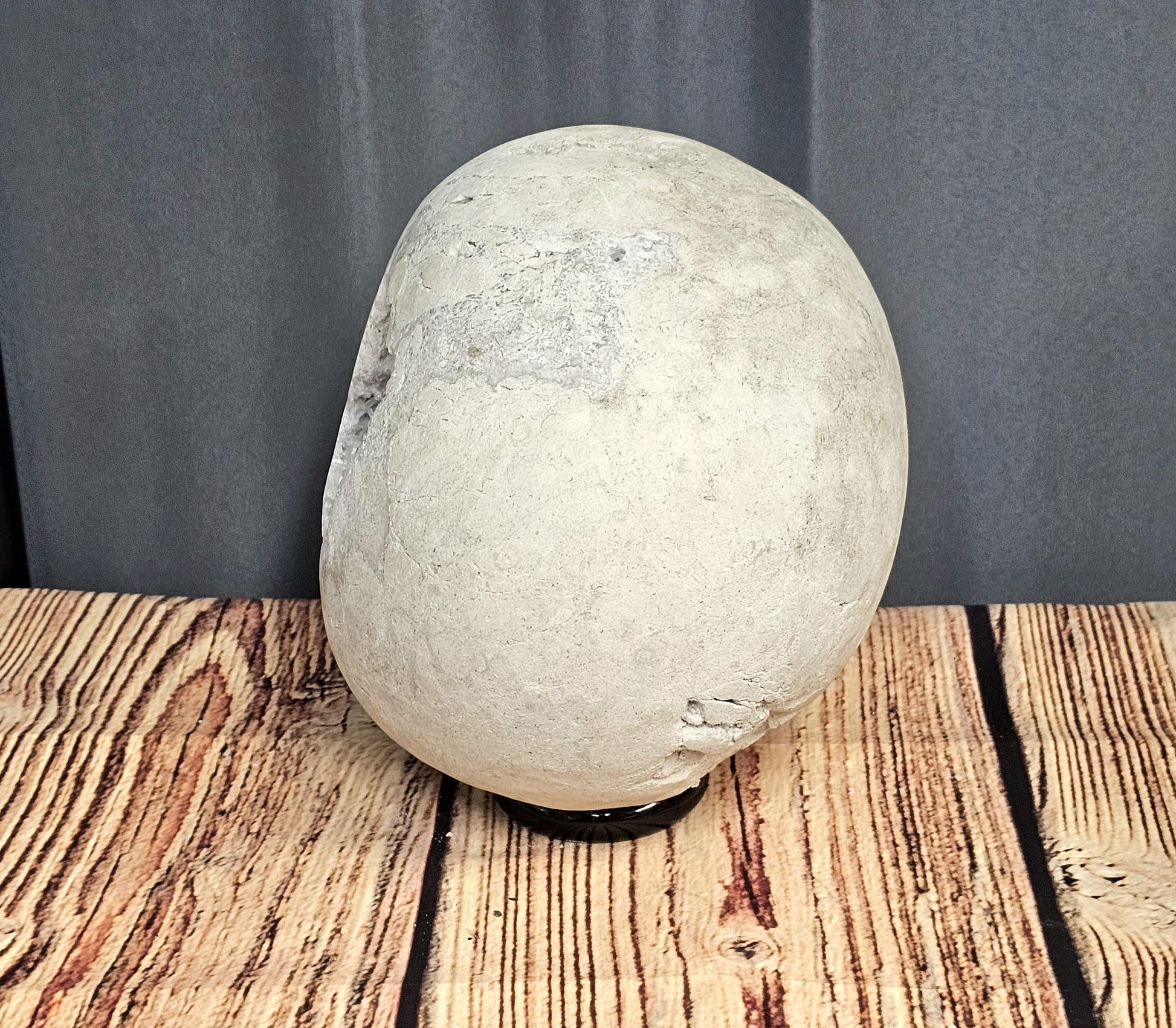 Natural Celestite Geode Sphere featuring fine needle crystals and a beautiful geode structure.