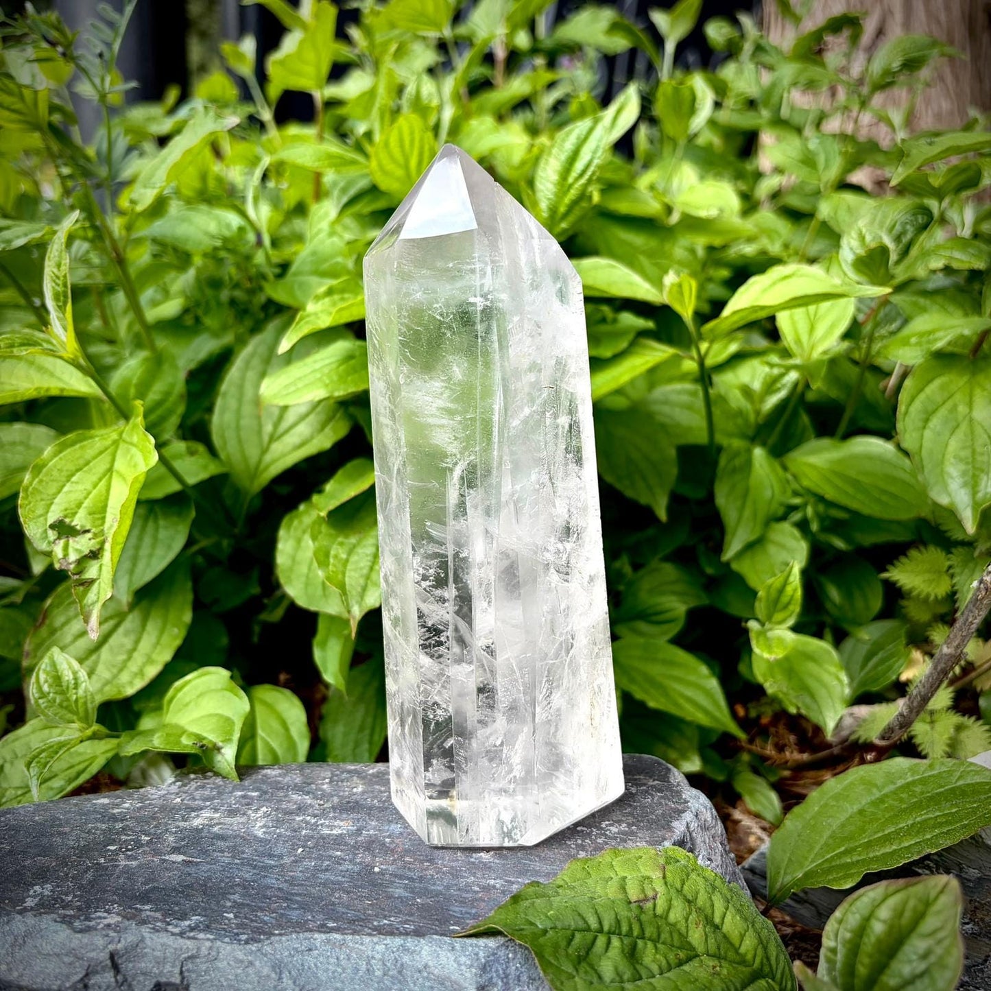 Large clear quartz crystal decor piece from Madagascar, polished for elegant home display.