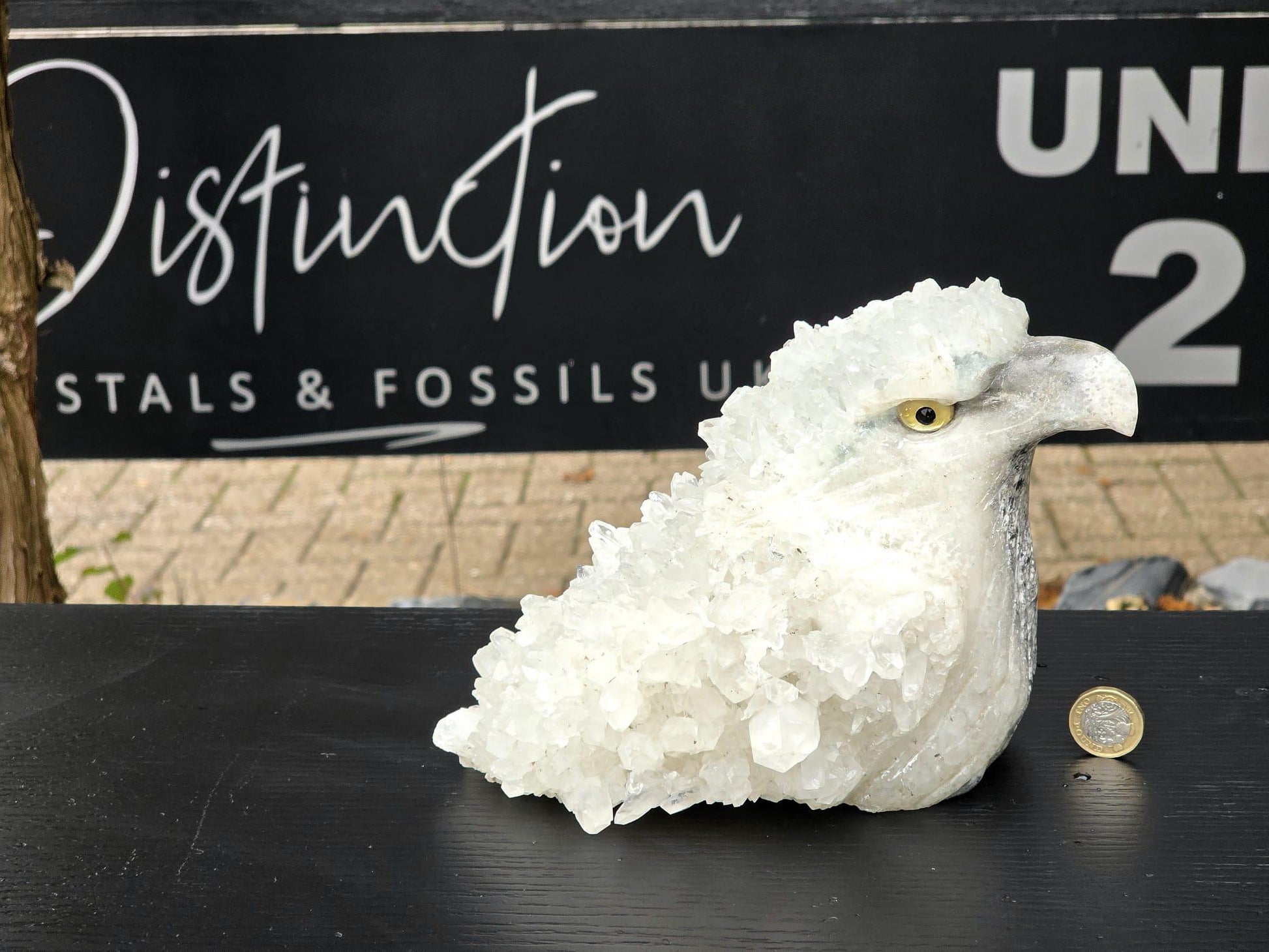 Large clear quartz eagle crystal collector’s centerpiece.