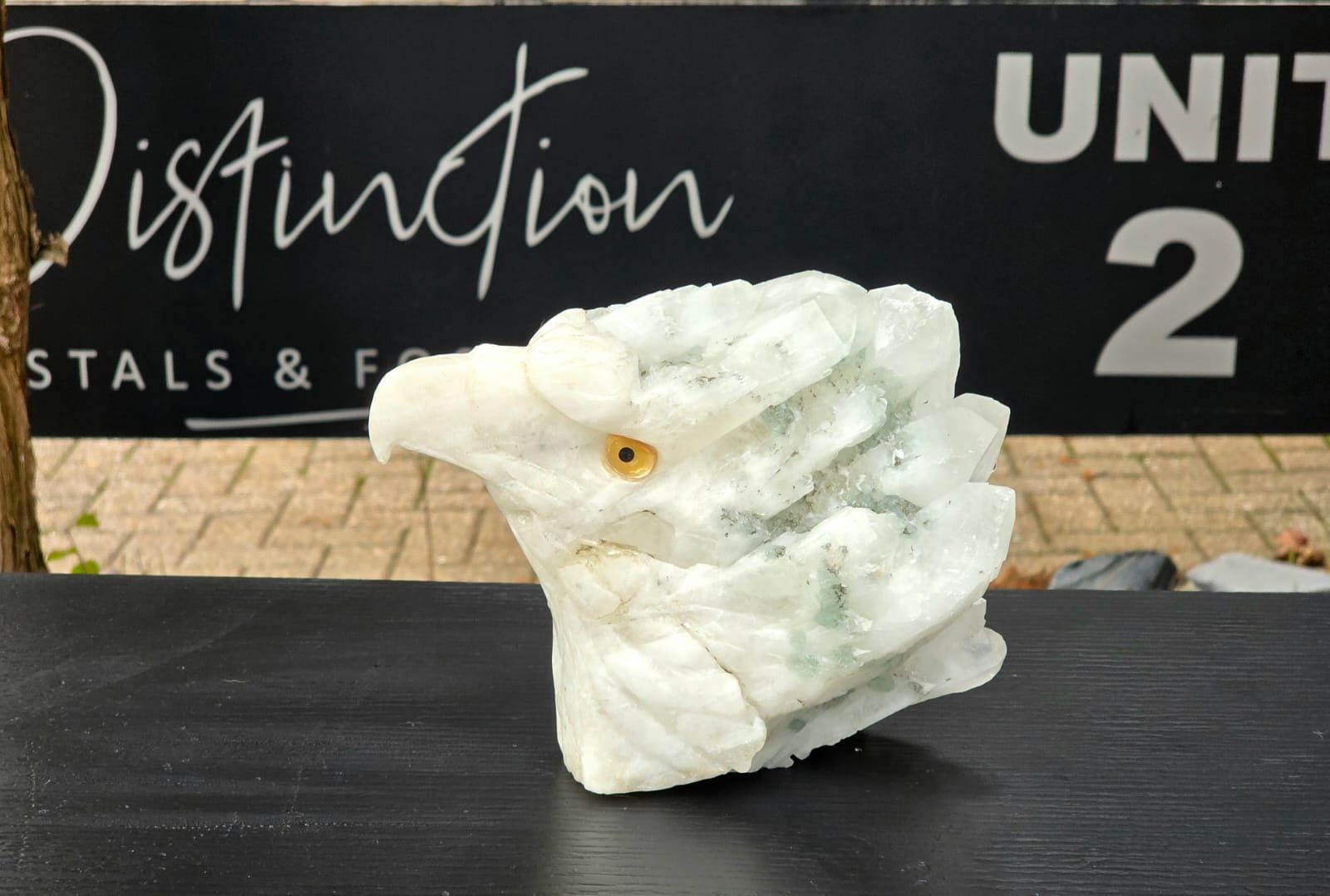 Large clear quartz eagle crystal sculpture for collectors and décor.