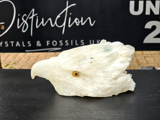 Large clear quartz eagle crystal hand-carved