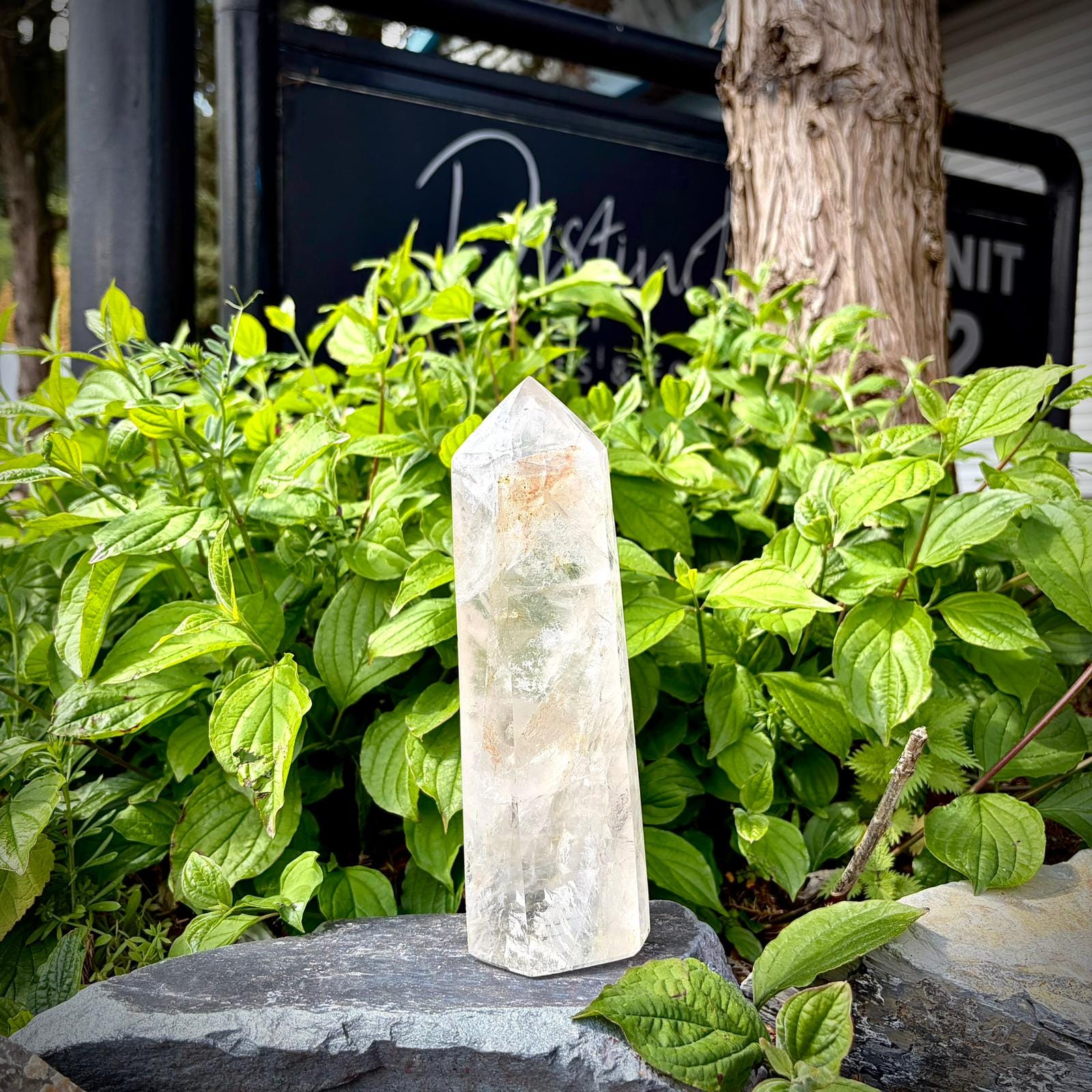 Large clear quartz interior display piece for shelves, desks, sideboards and curated home dec