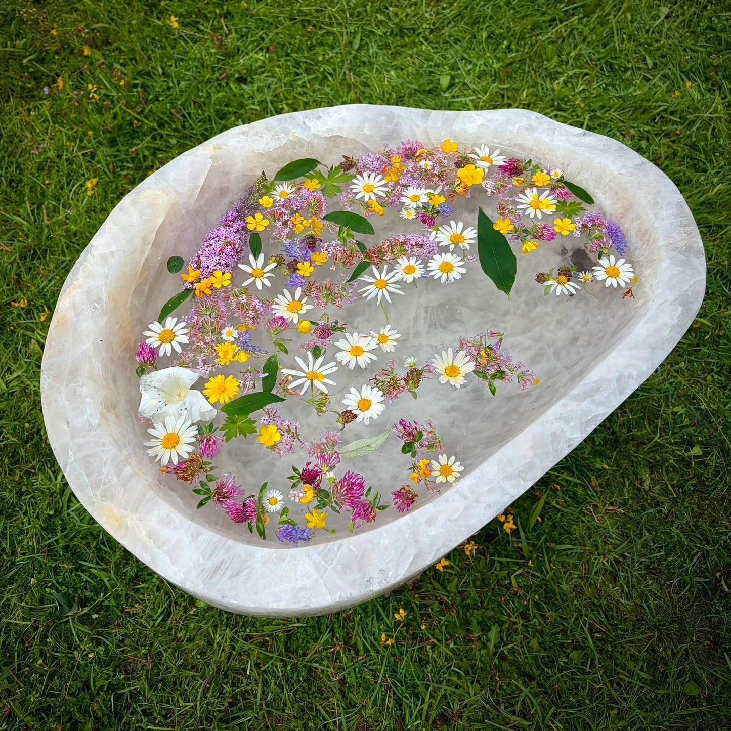 Large natural crystal bowl selected for luxury interiors and  holistic design-led home décor.
