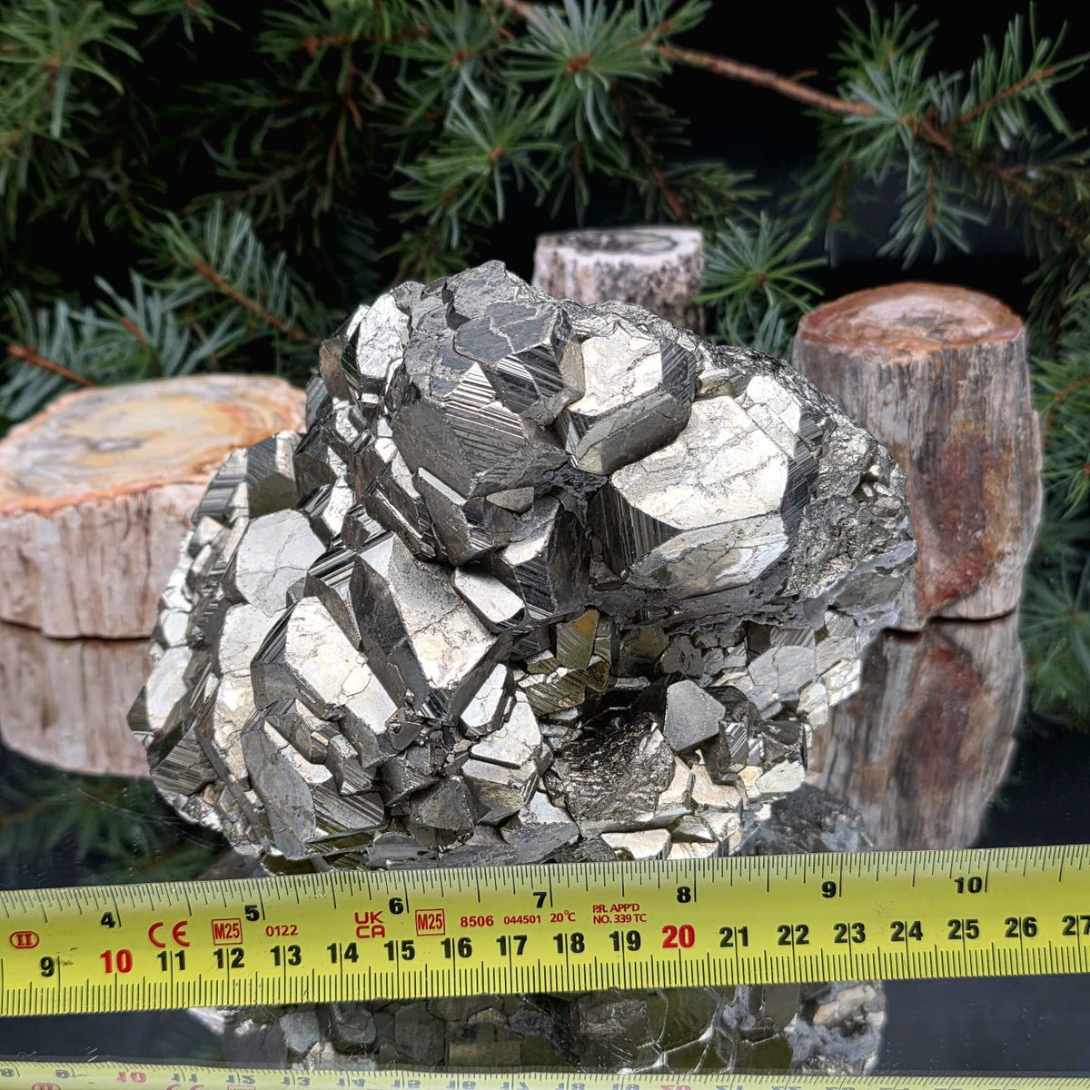Large crystallised Pyrite specimen with cubic and pyritohedral mineral forms.