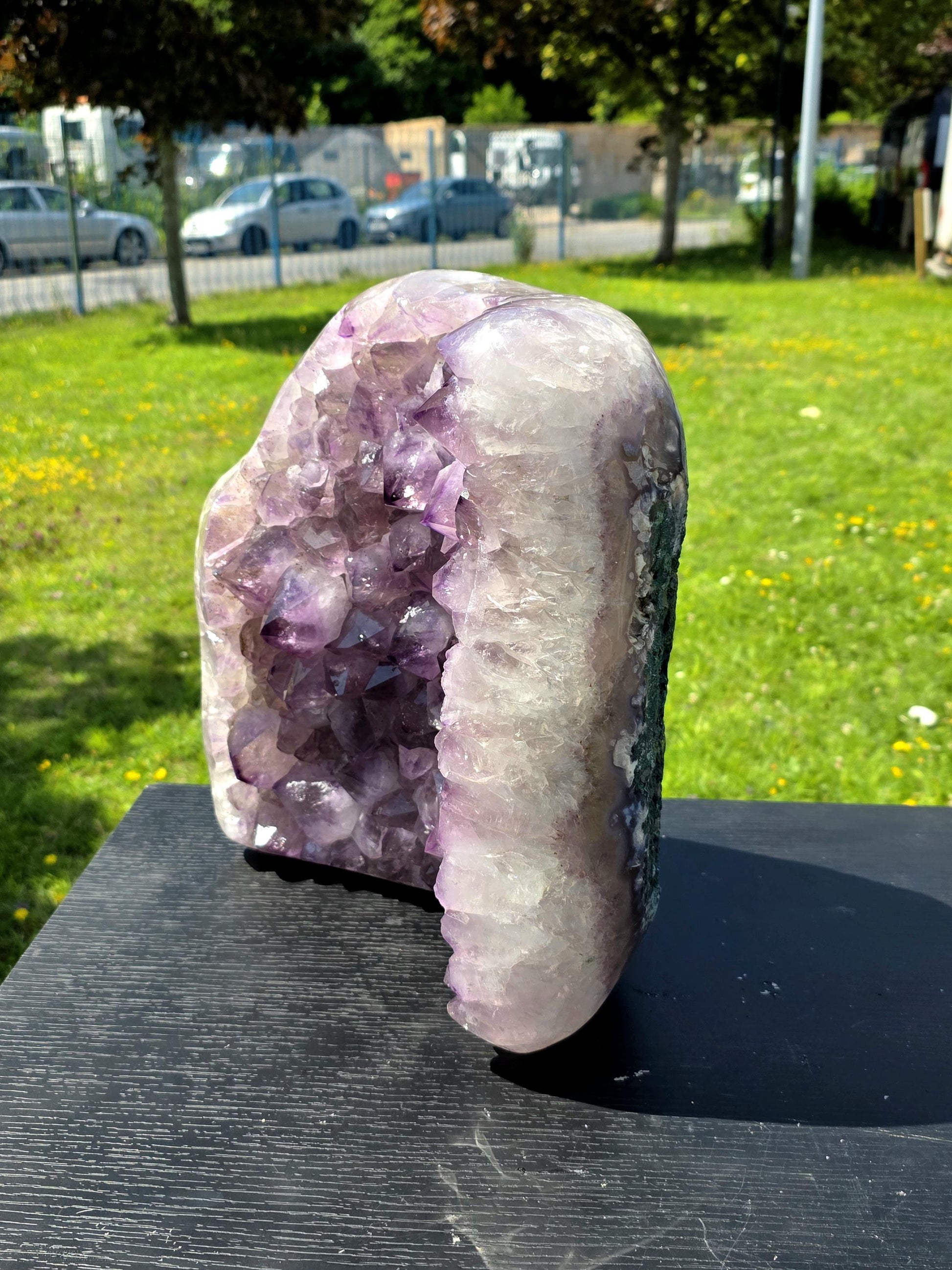 Large polished Brazilian Amethyst cluster ideal for interior styling.