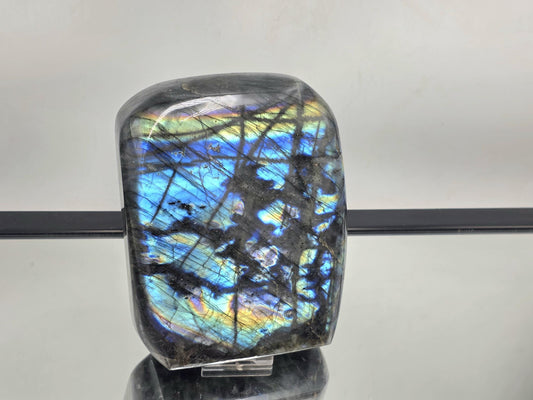 Large Labradorite Crystal Freeform with strong flash and polished surface, perfect for display or crystal collections.