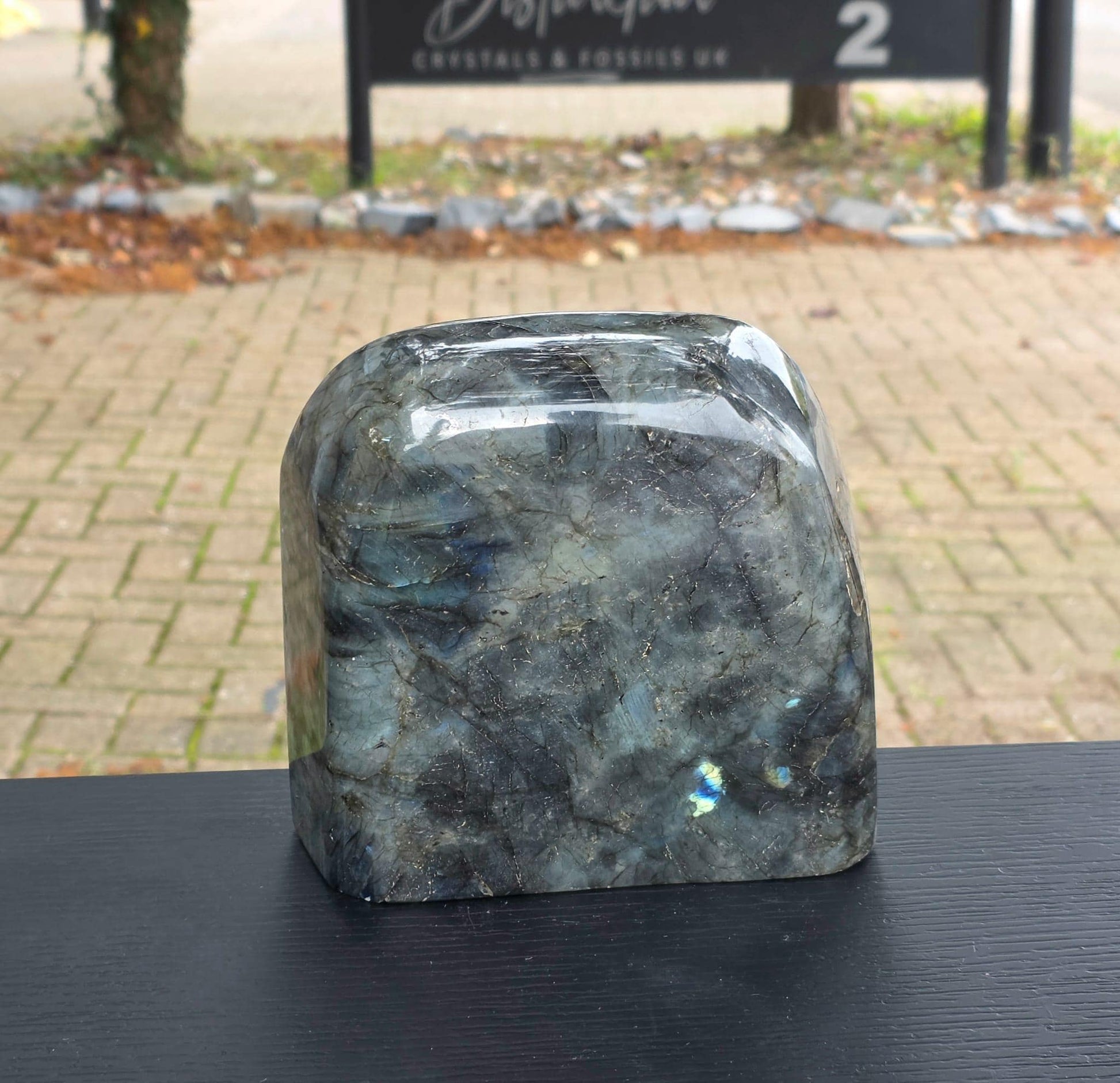 Front view of large labradorite freeform.