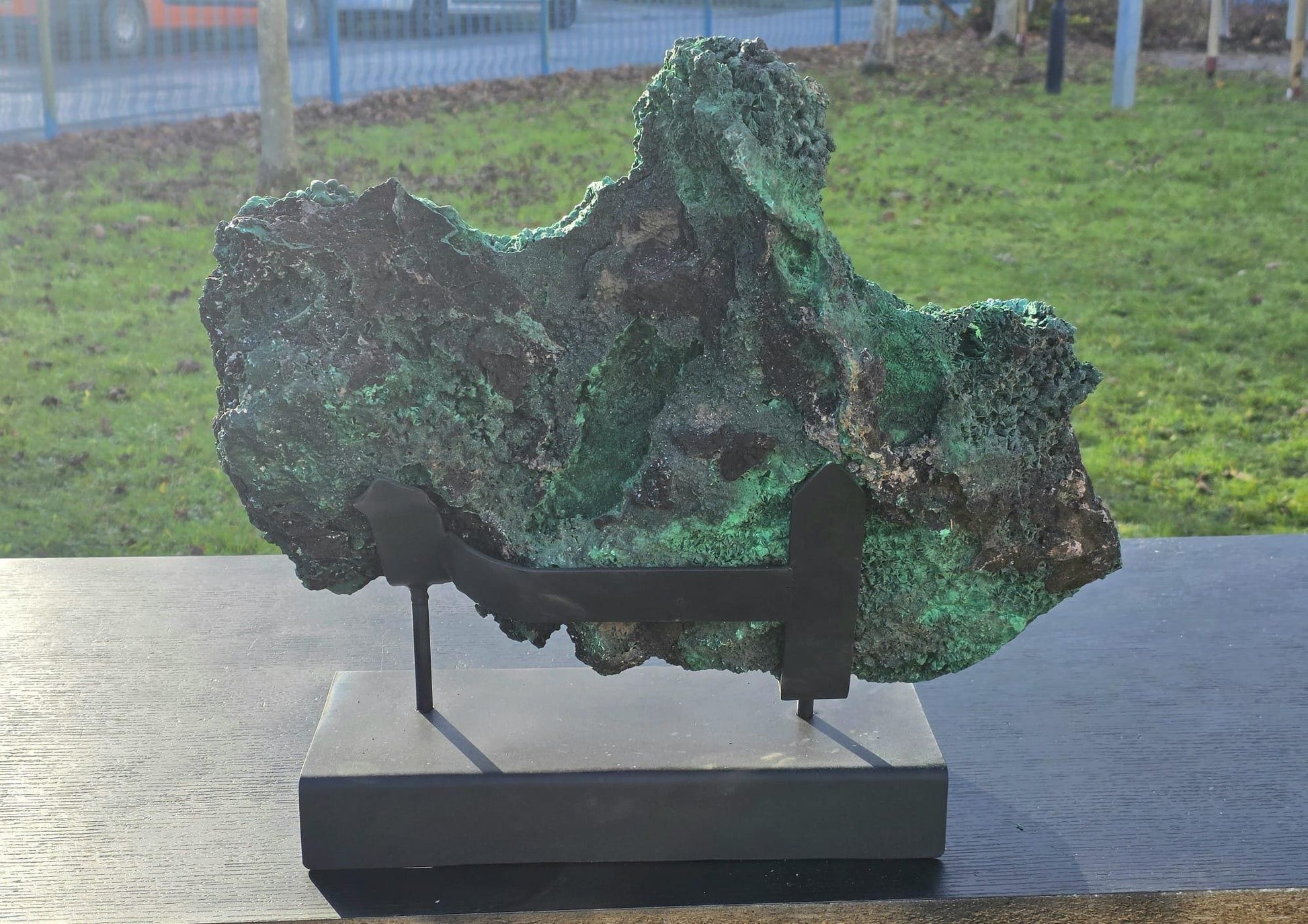 Close-up of natural Malachite surface patterns