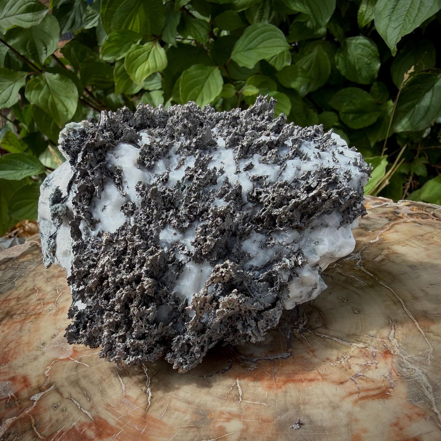 Large Native Silver on Calcite specimen from Morocco weighing 925g
