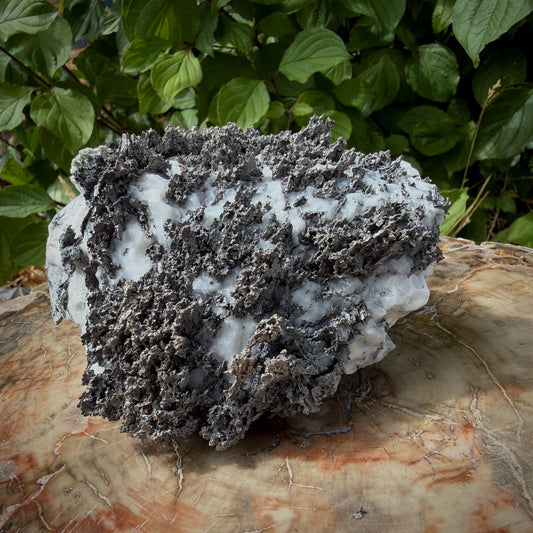 Large Native Silver on Calcite specimen from Morocco weighing 925g