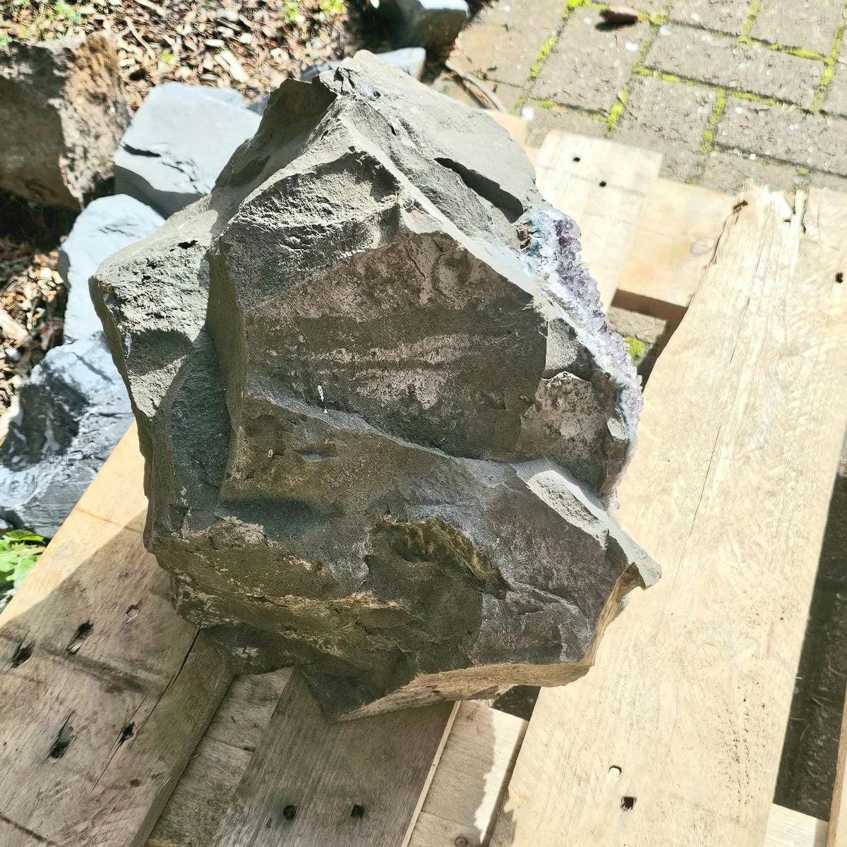 Large natural Black Amethyst crystal with individual crystal formations