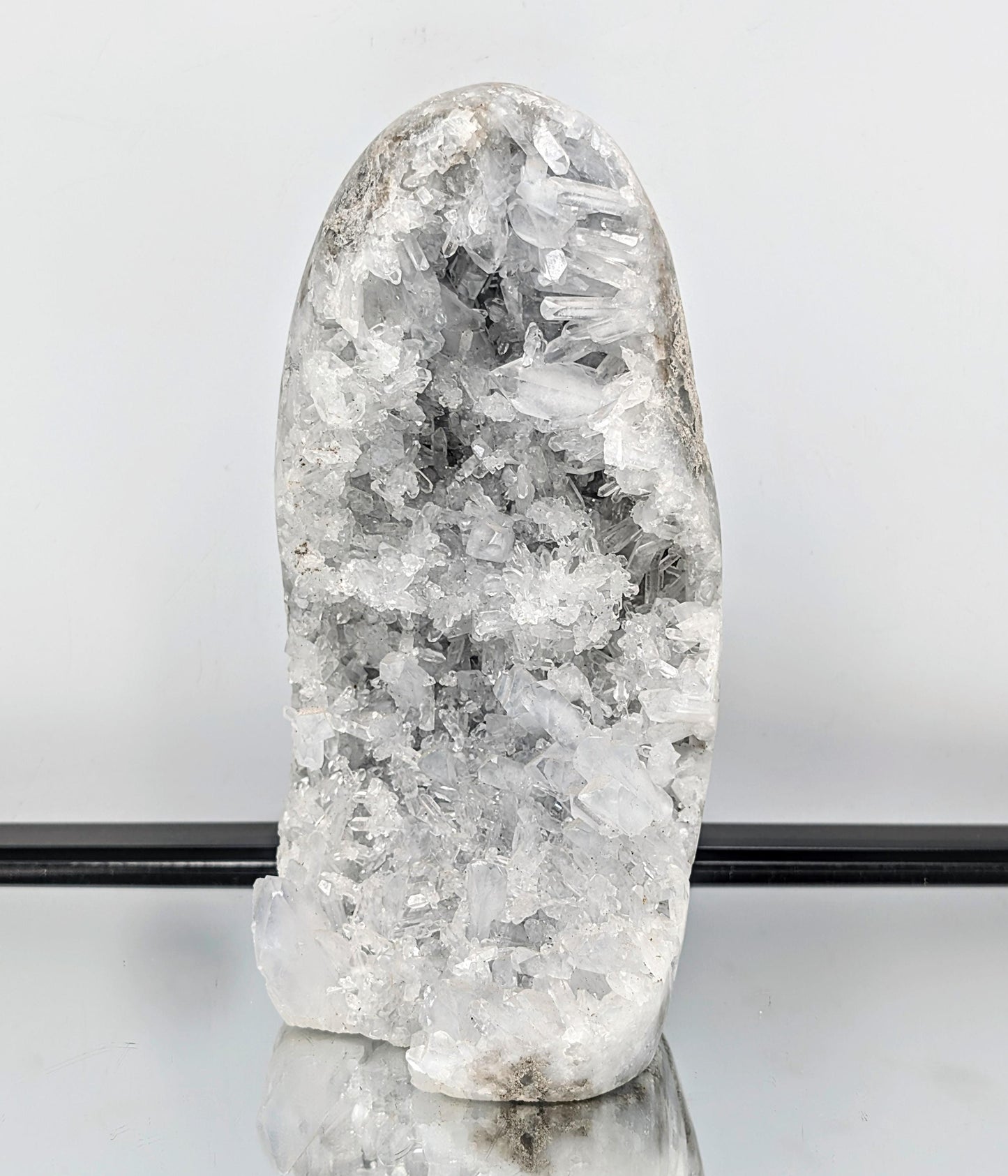 Large natural Celestite crystal freeform with cut base from Madagascar