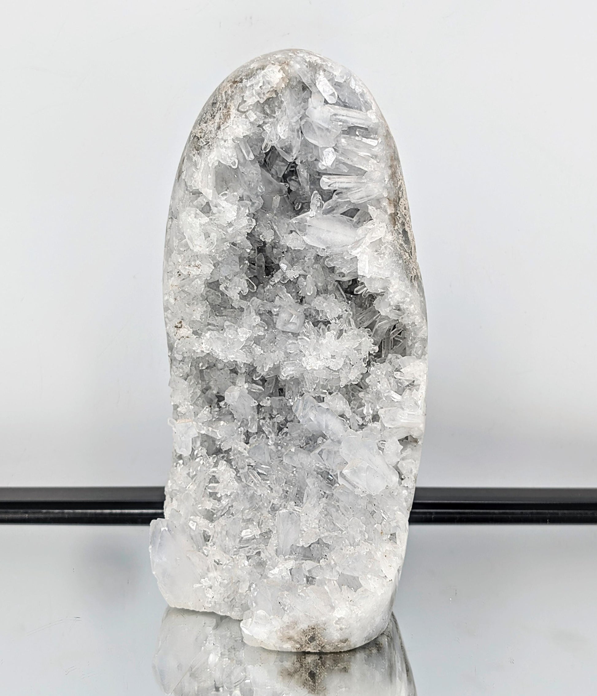 Large natural Celestite crystal freeform with cut base from Madagascar