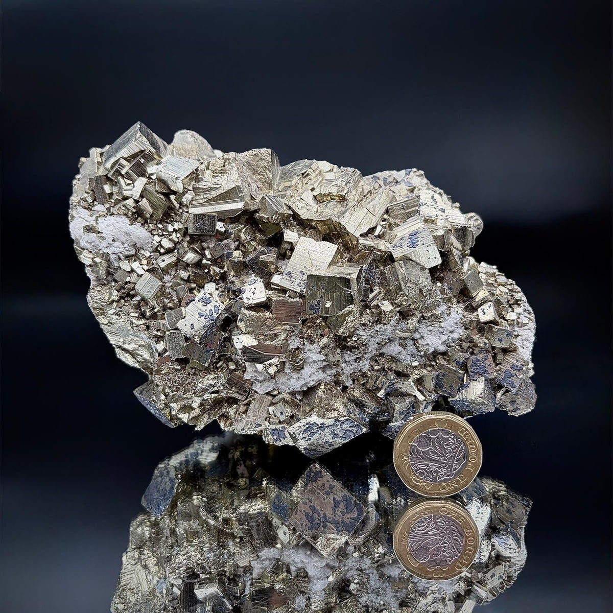Large natural Pyrite crystal formation originating from Peru.