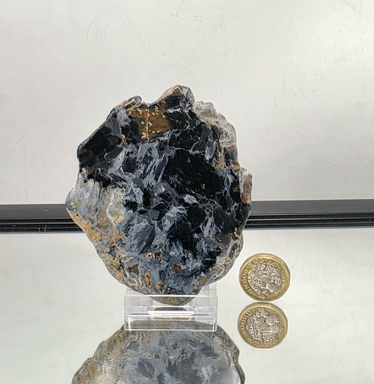 Large polished Pietersite slice with chatoyance