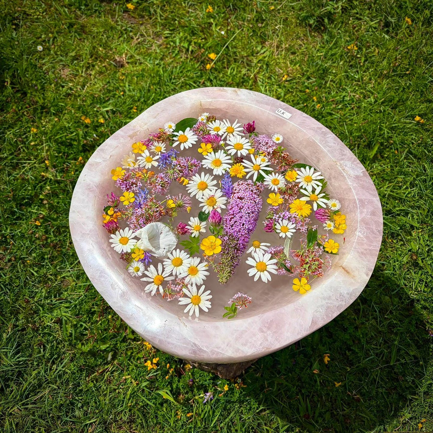 Large pink Quartz bowl for luxury home décor with natural mineral detail and a polished finish.