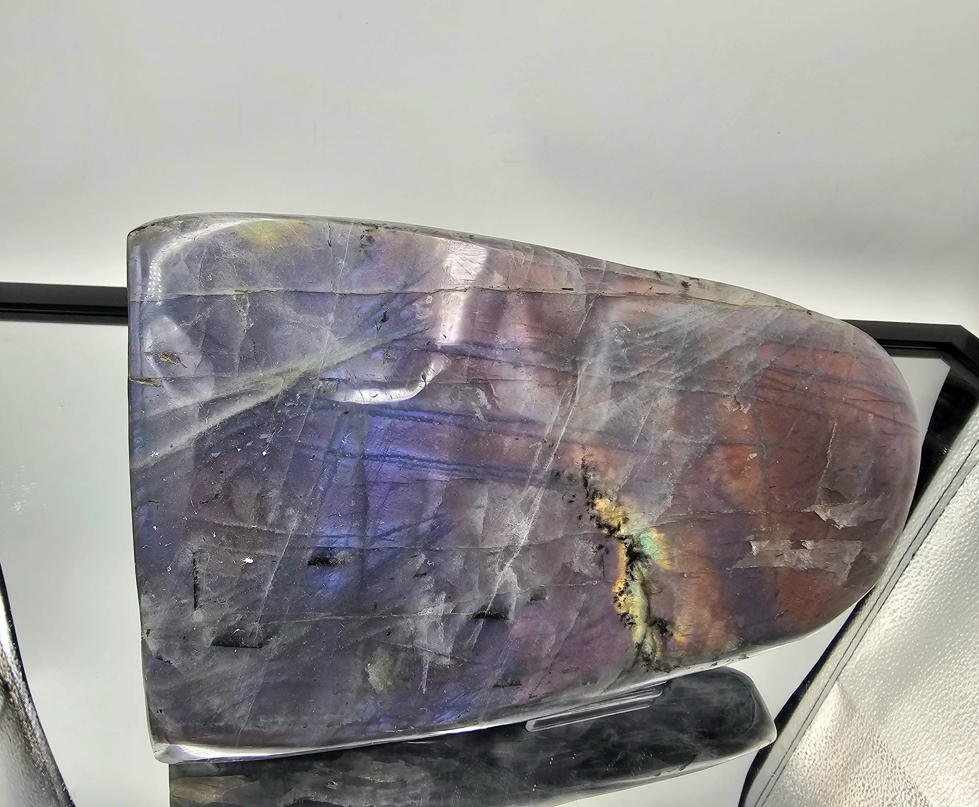 Large purple flash Labradorite crystal,