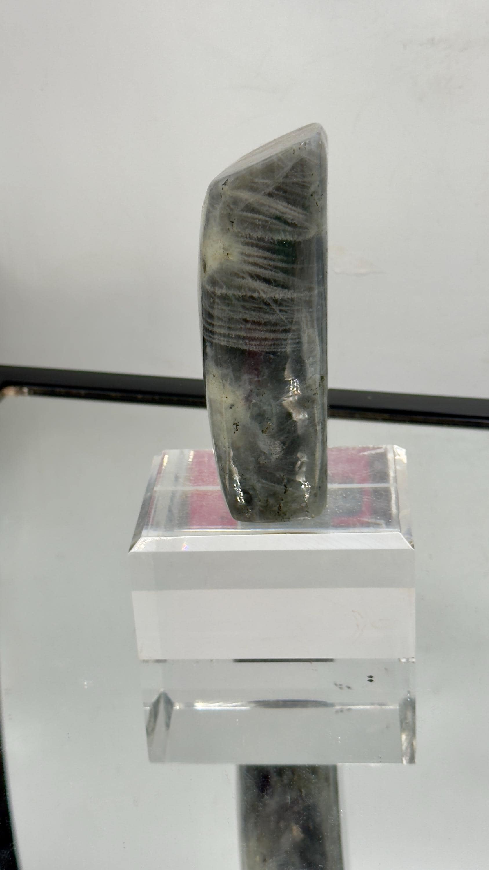 large purple Labradorite freeform crystal, fully polished with high shine and natural iridescence.
