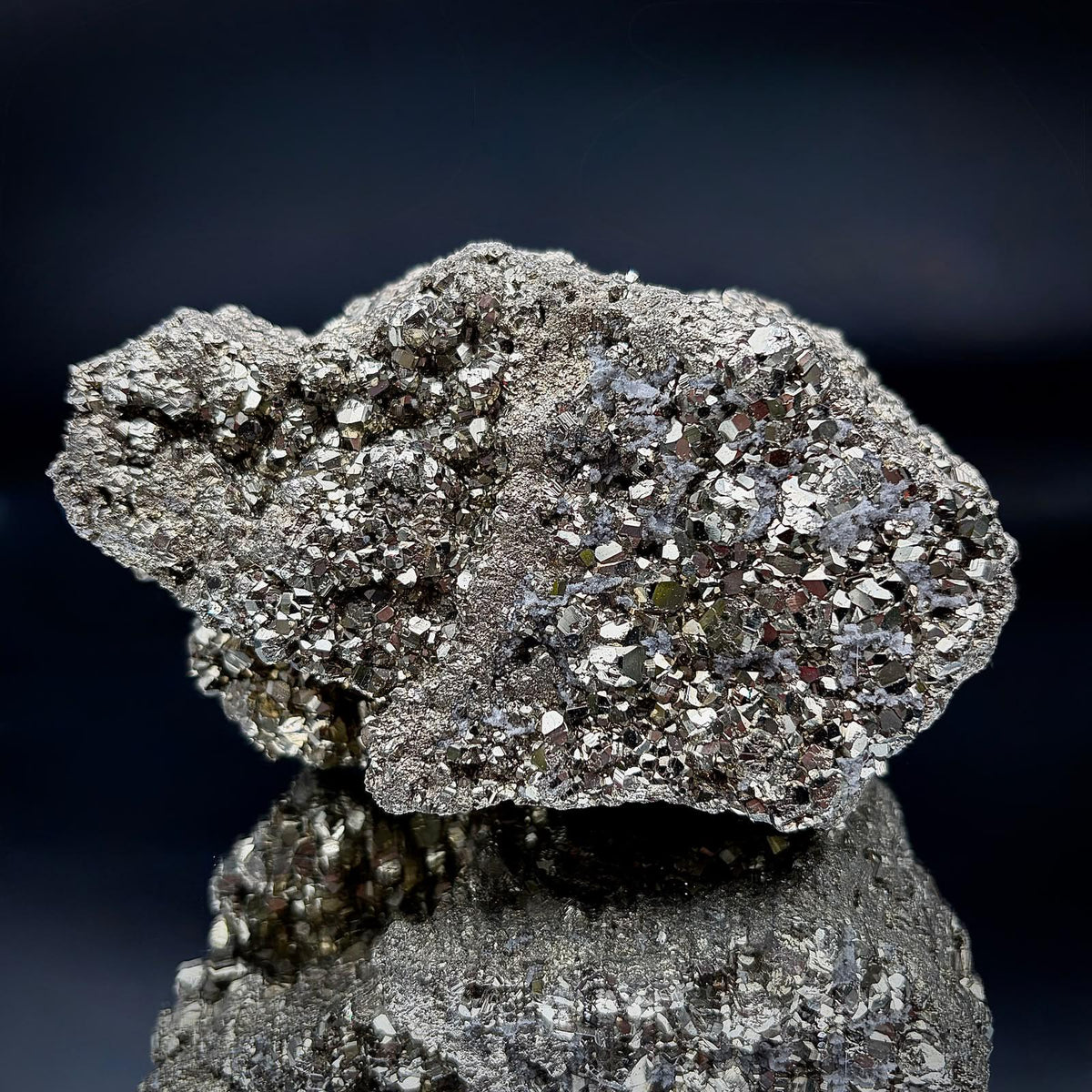 Large high-grade Pyrite crystal cluster from Peru, natural mineral specimen.