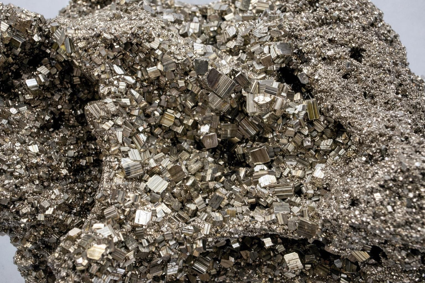 Large natural Pyrite crystal with metallic gold lustre