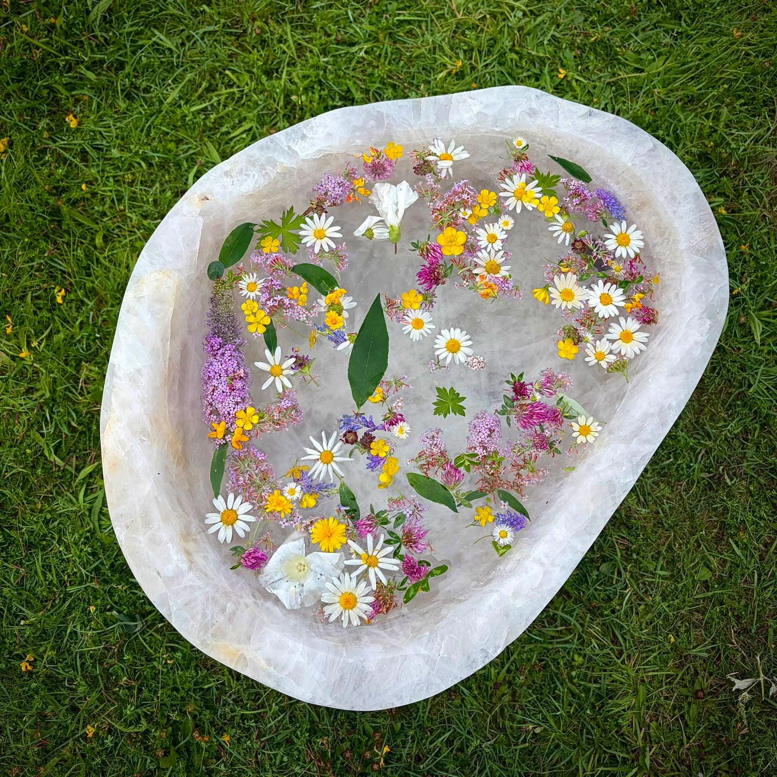 XL Madagascan Quartz bowl styled for a crystal healing room, meditation space or calming interior.
