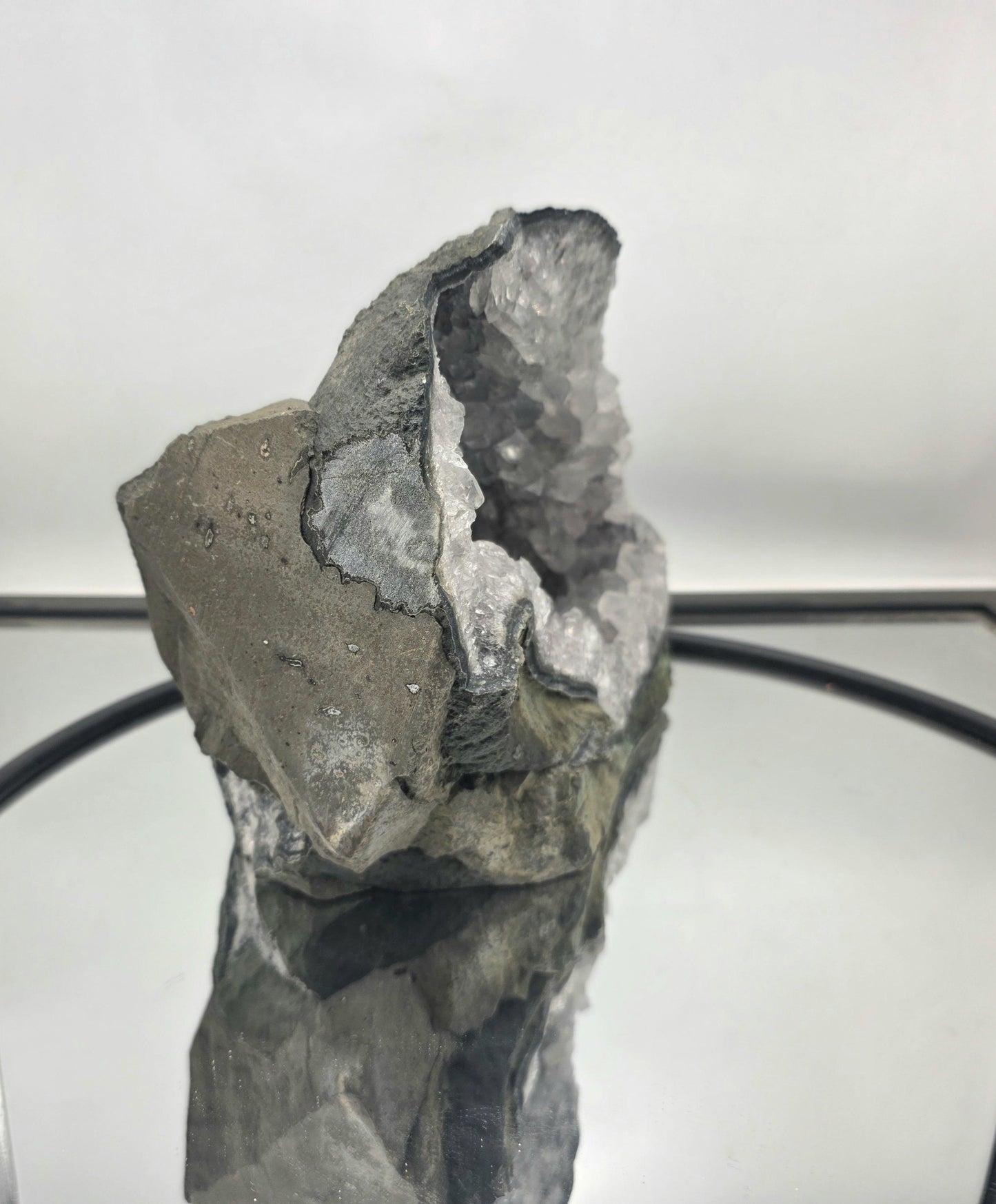 Decorative large quartz geode highlighting natural beauty.