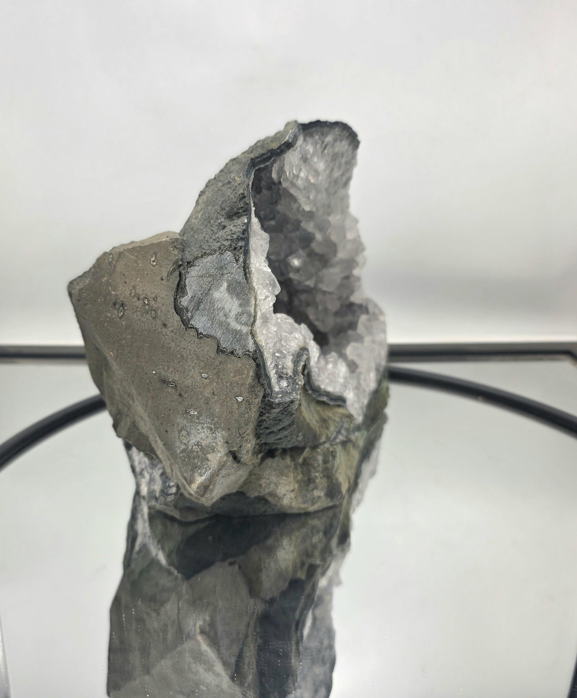 Decorative large quartz geode highlighting natural beauty.