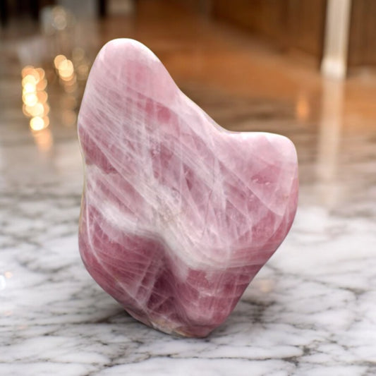 Extra-large Rose Quartz Crystal Free Form, handcrafted in Madagascar for luxurious interiors or gifting.