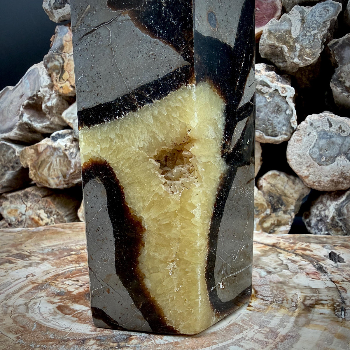 Large Septarian crystal tower for curated interior design