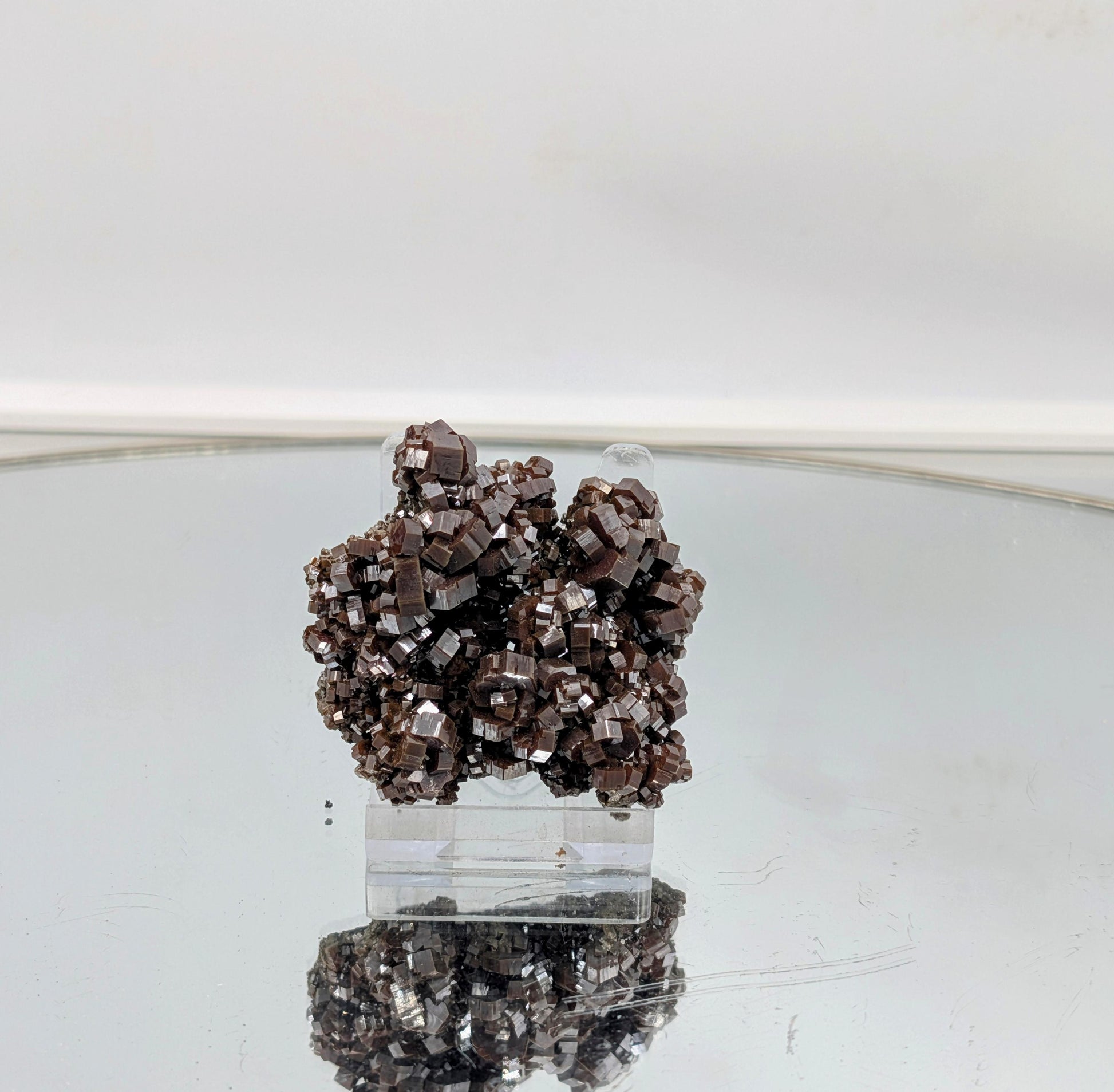 Large vanadinite crystal cluster with deep red formations
