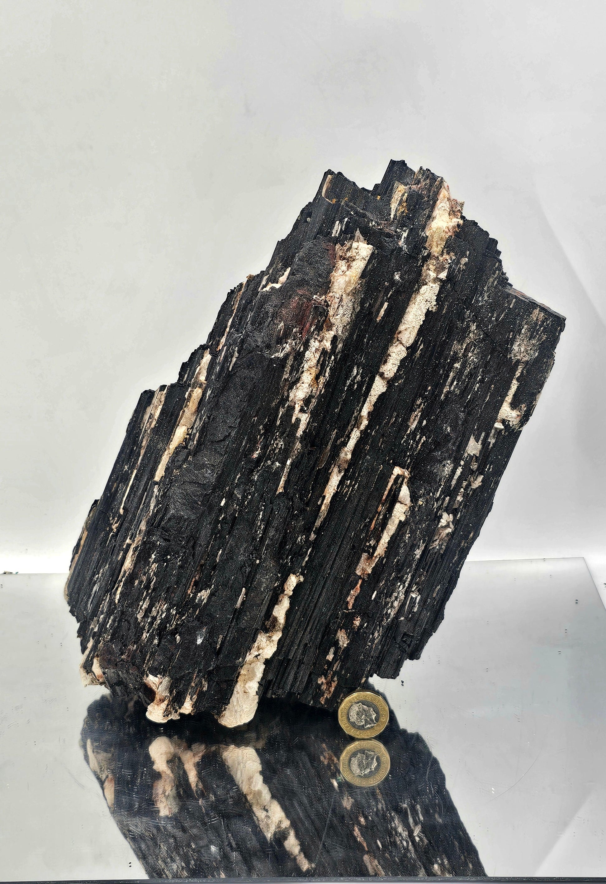 large black tourmaline crystal  with mica