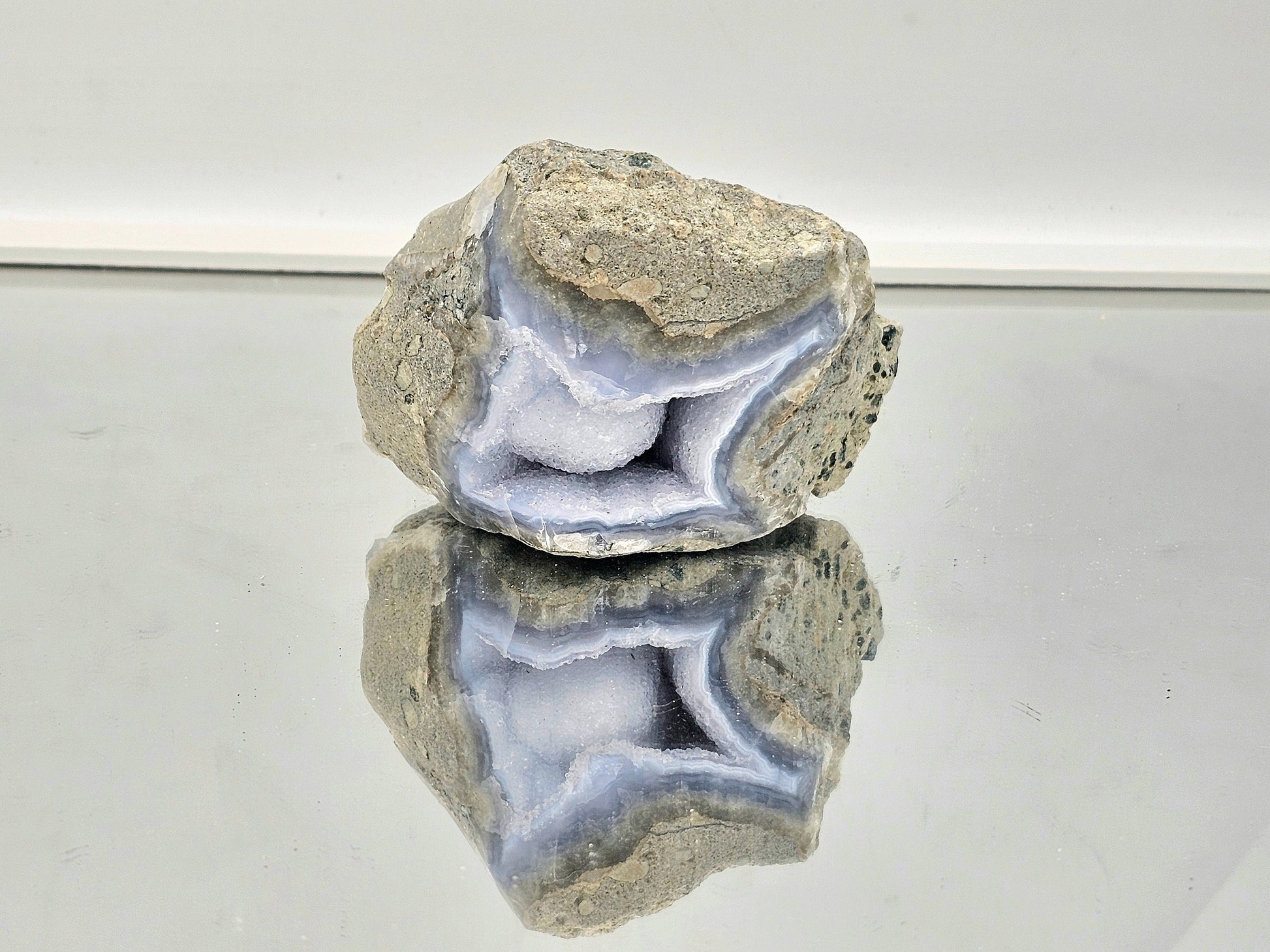 large blue lace agate crystal geode