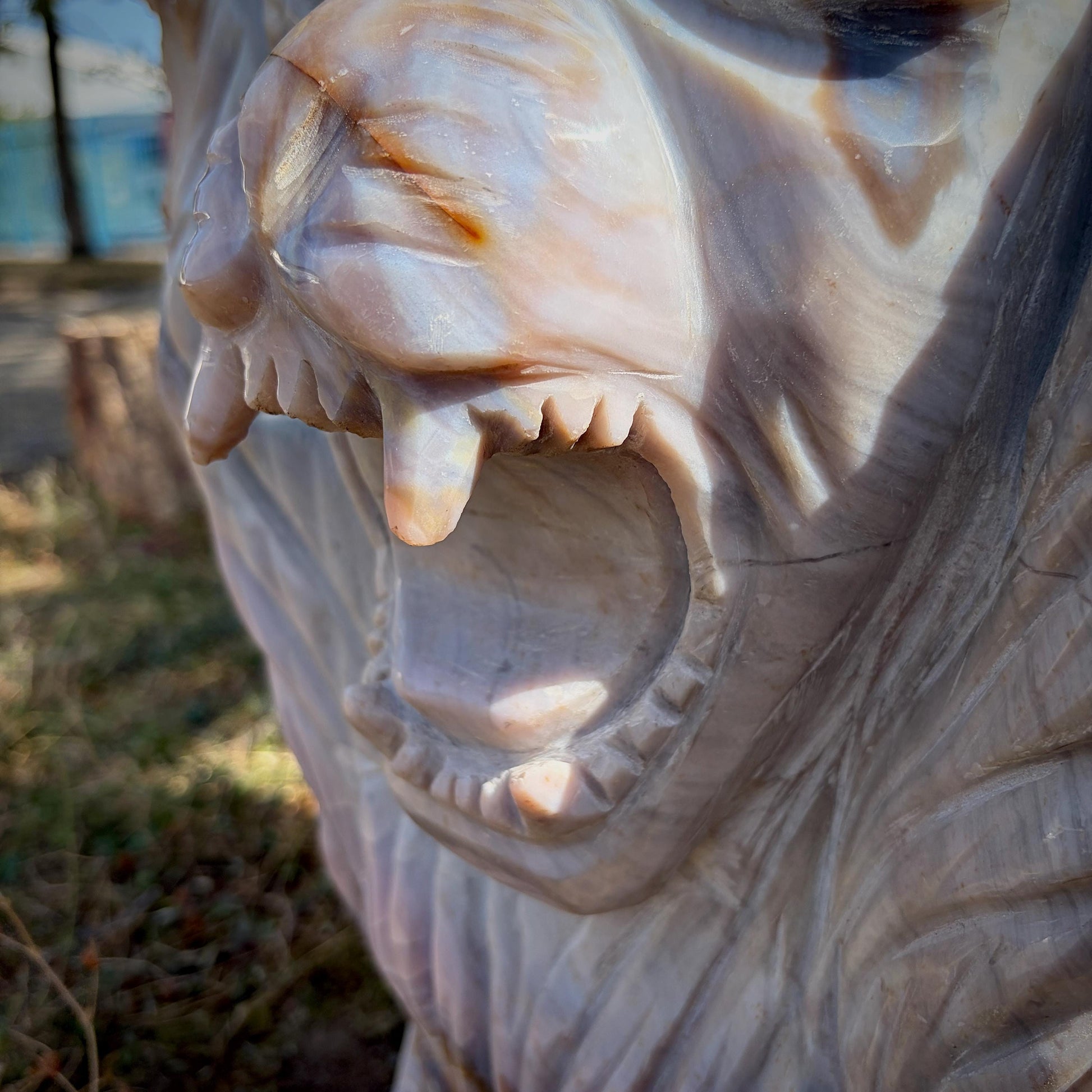 large lion crystal carving