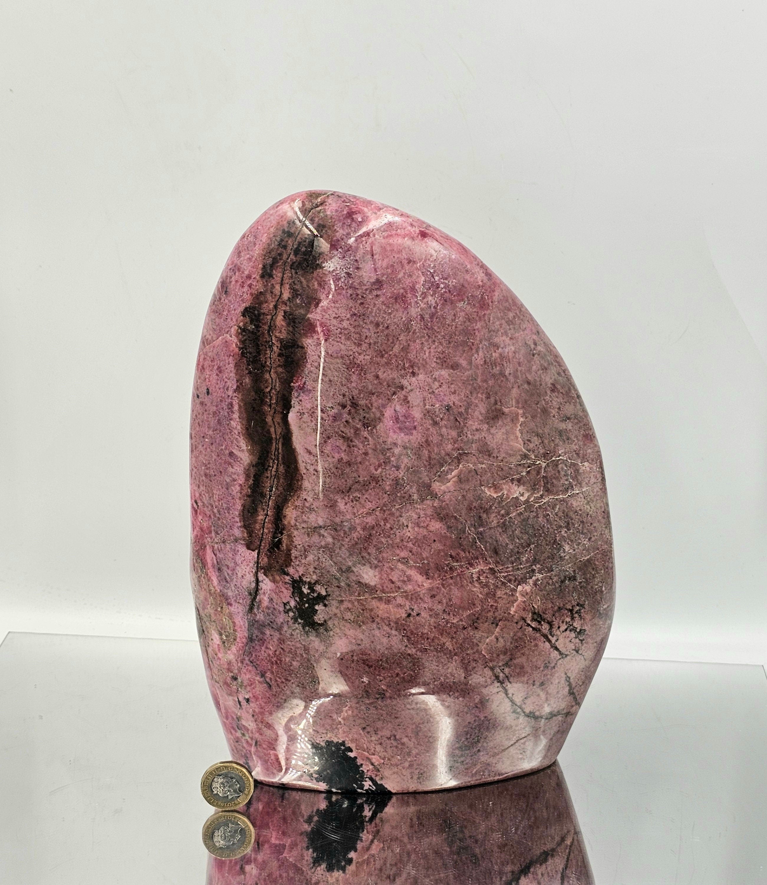Very Large XL Pink Rhodonite Crystal Freeform – Distinction Crystals