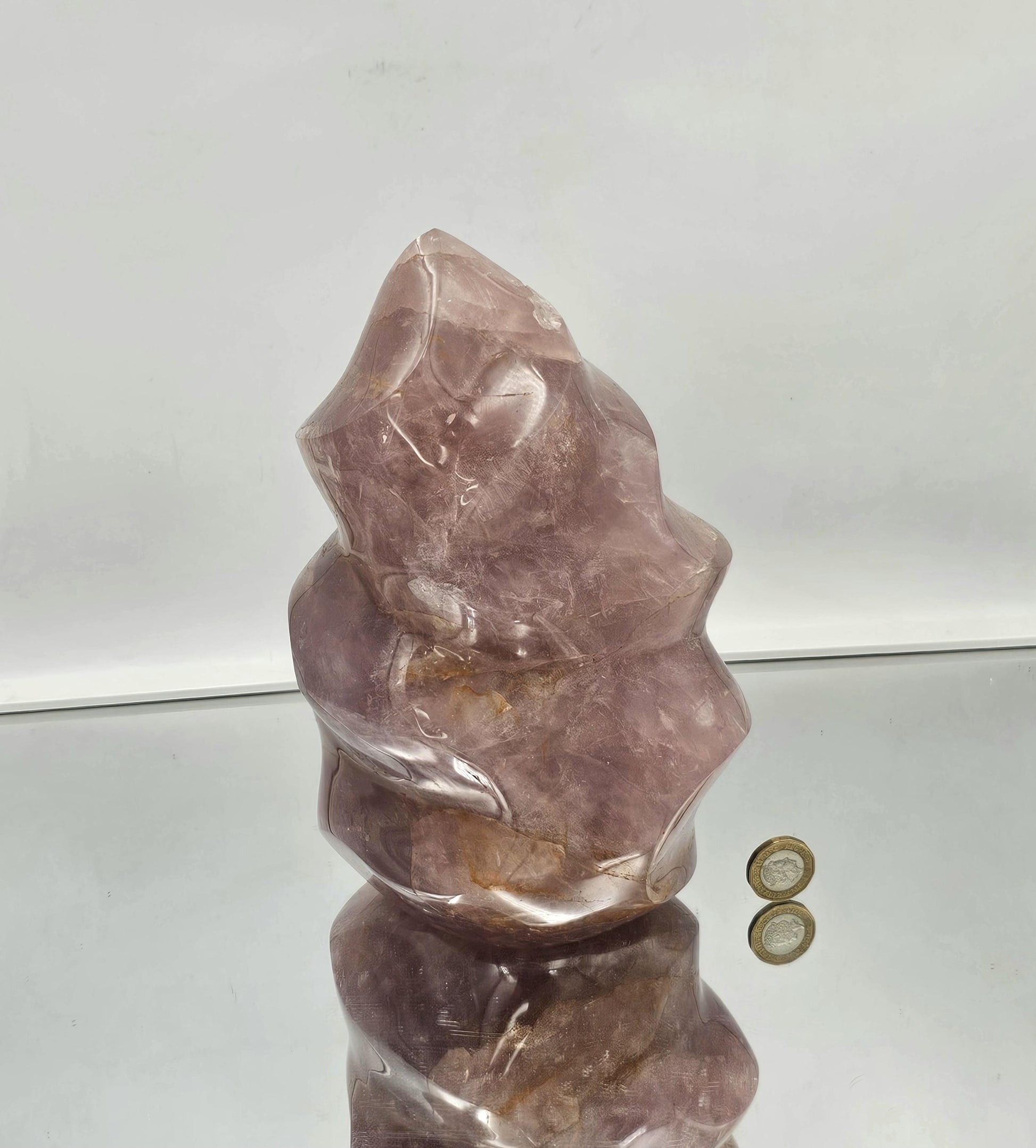 large high quality rose quartz flame