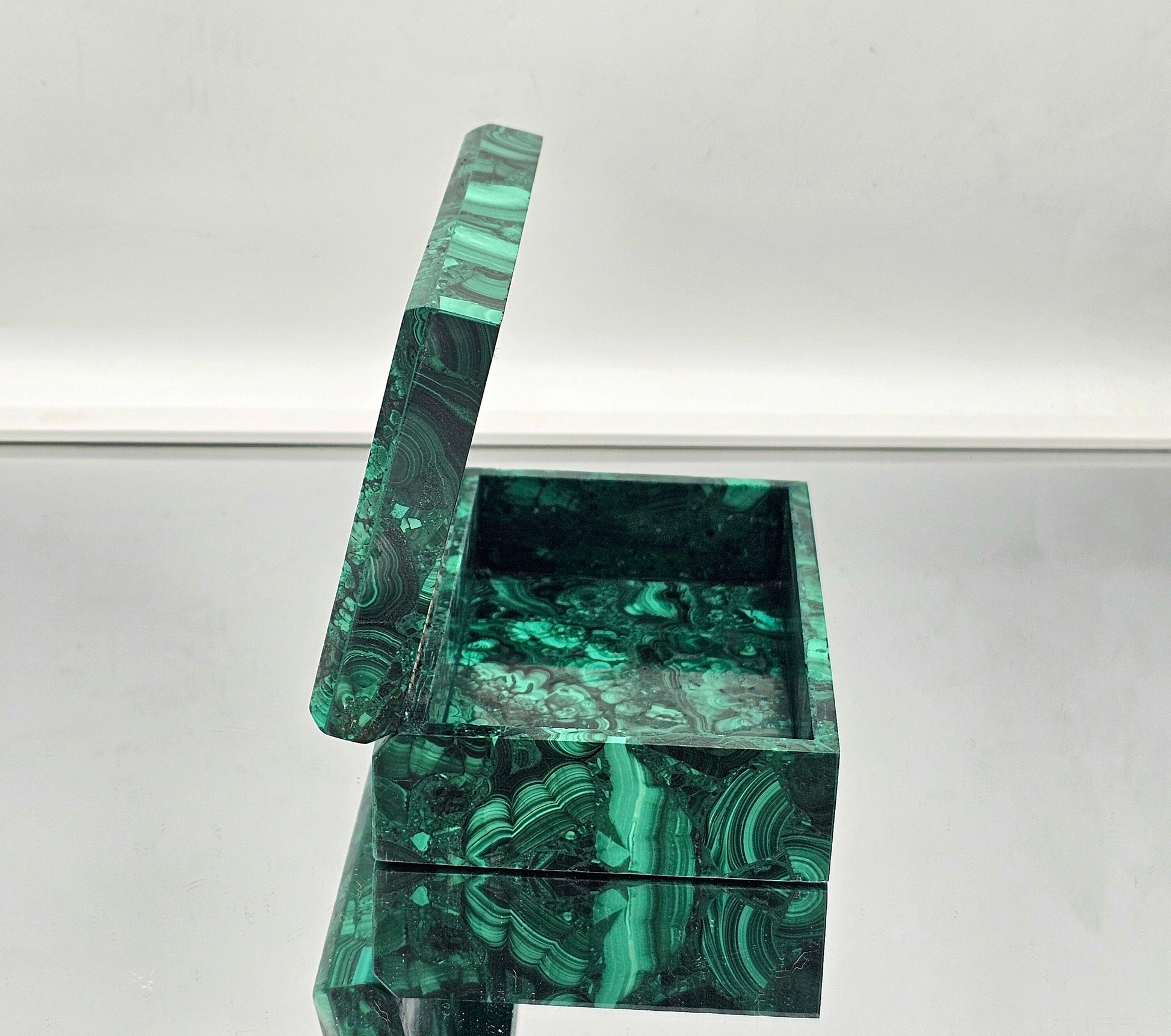 large malachite crystal box