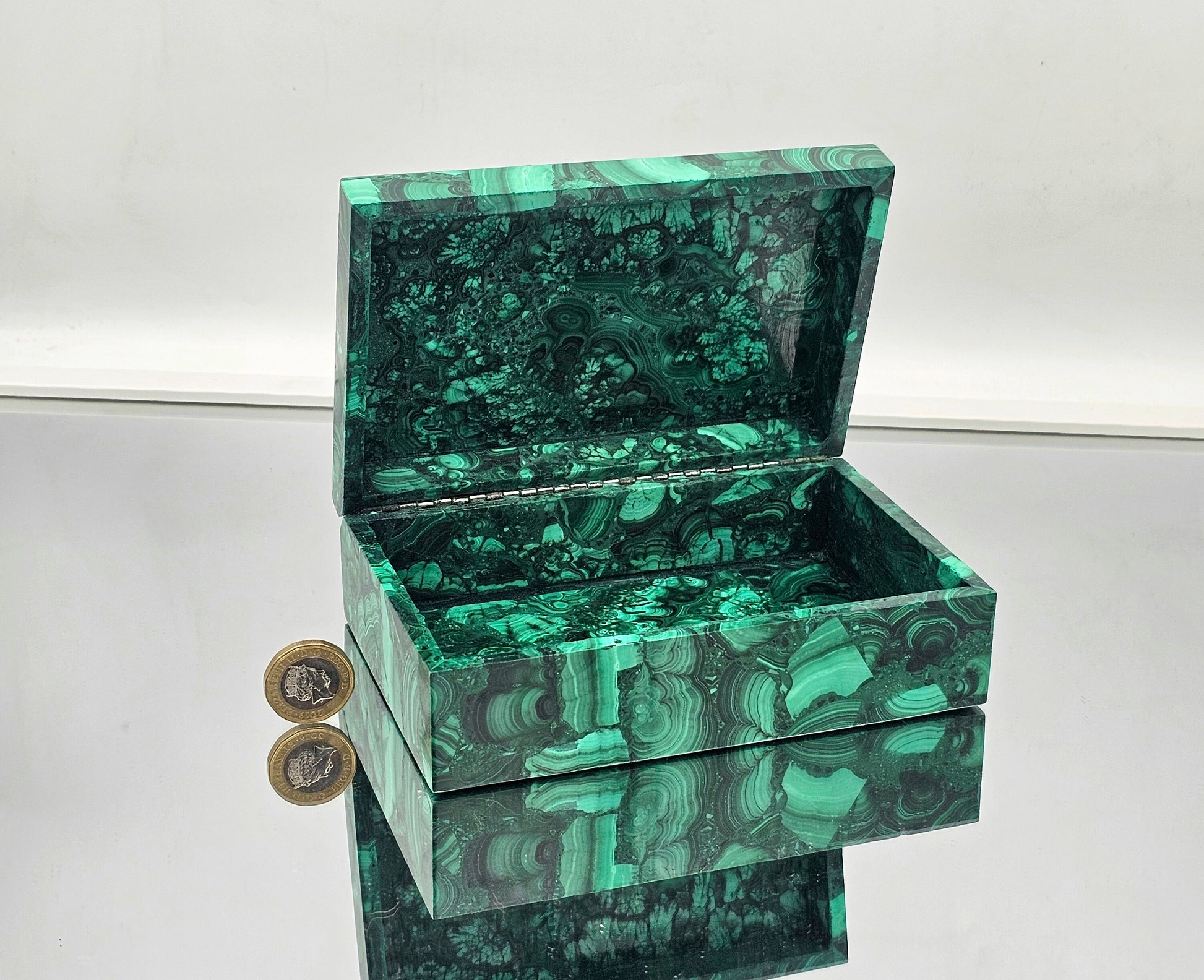 large malachite crystal jewellery box