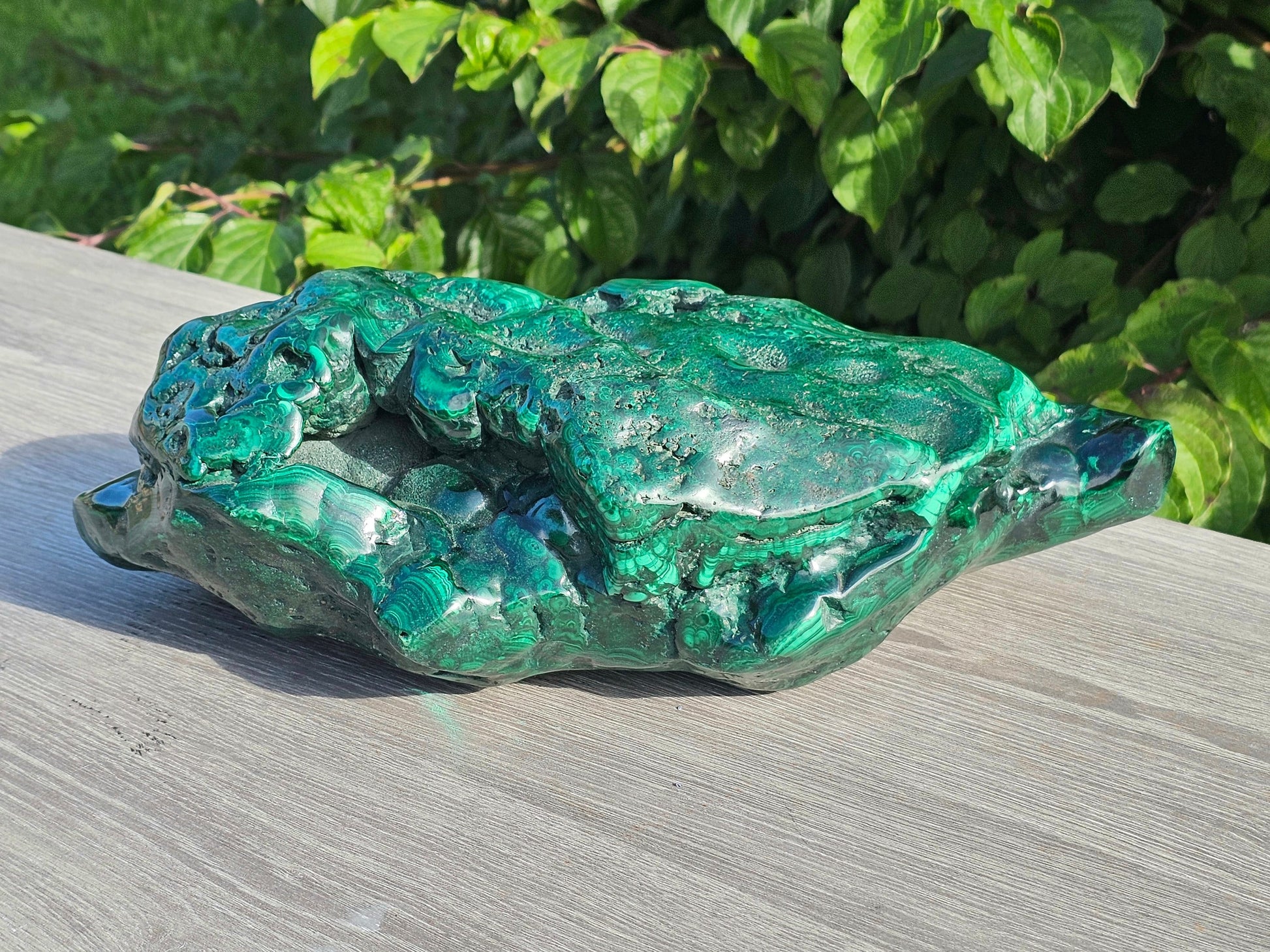  large polished malachite crystal