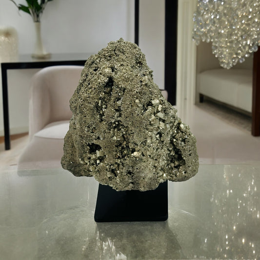 large pyrite crystal on stand premium home decor